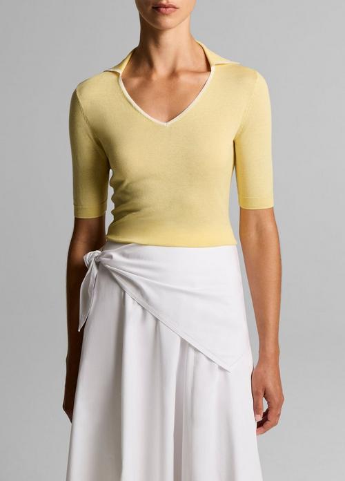 Tipped Italian Cotton-Cashmere Polo Sweater