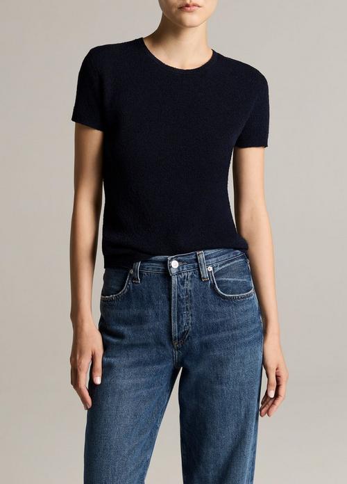 Textured Italian Wool & Cotton-Blend Short-Sleeve Sweater