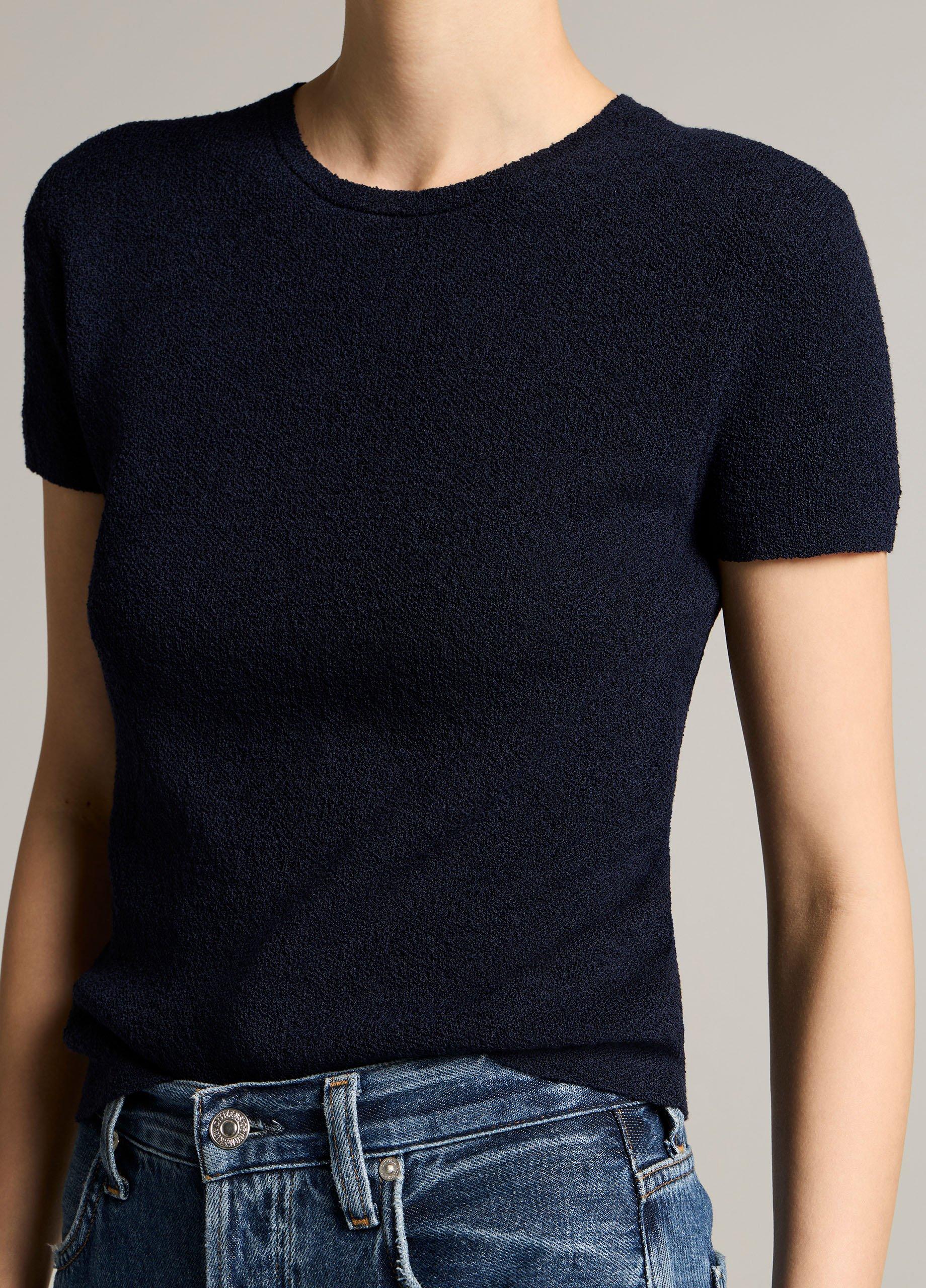 Textured Italian Wool & Cotton-Blend Short-Sleeve Sweater image number 1
