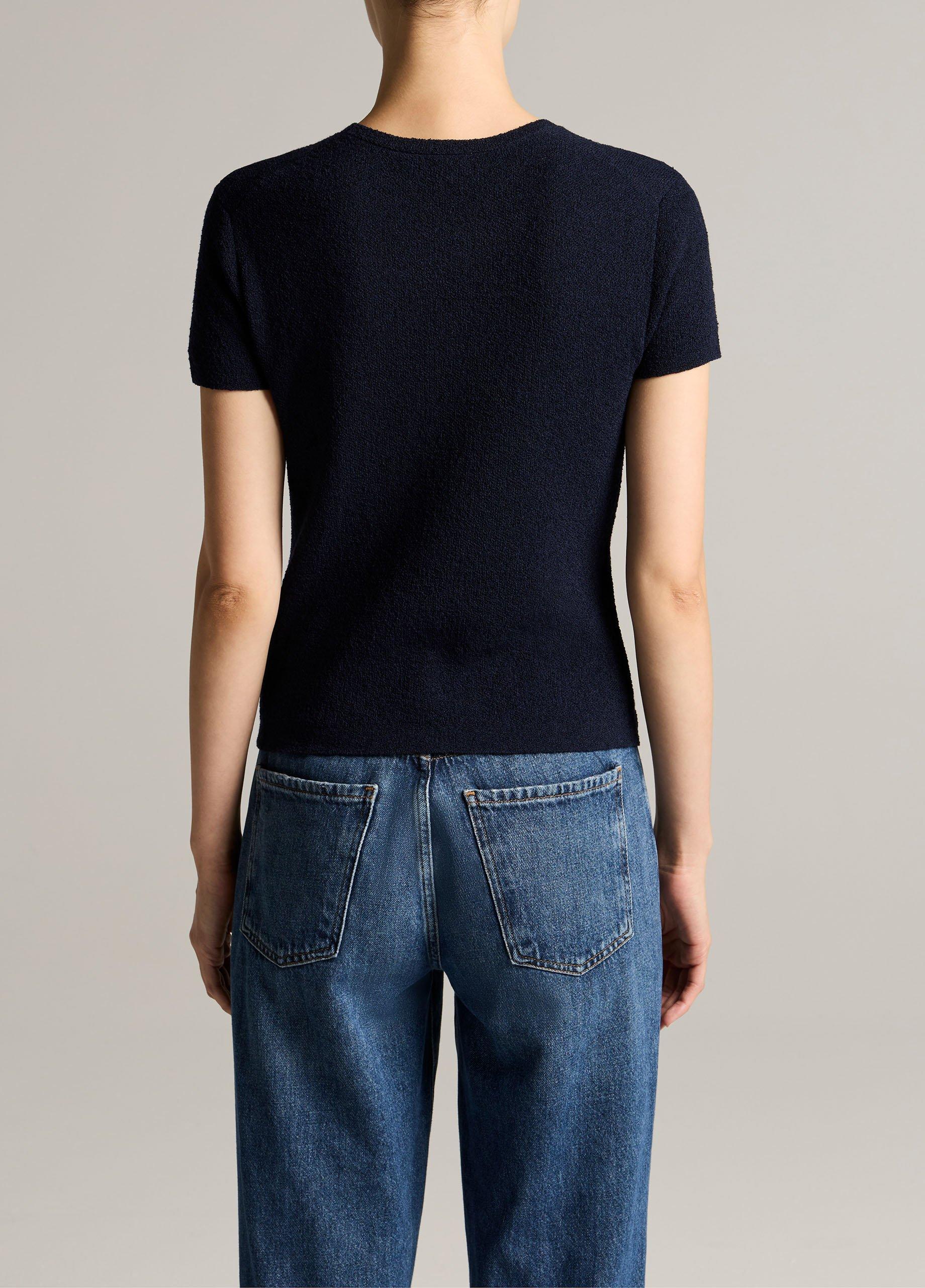 Textured Italian Wool & Cotton-Blend Short-Sleeve Sweater image number 2