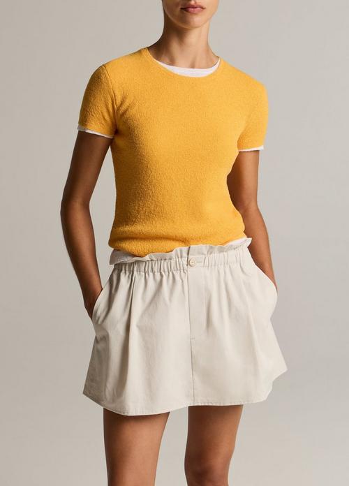 Textured Italian Wool & Cotton-Blend Short-Sleeve Sweater