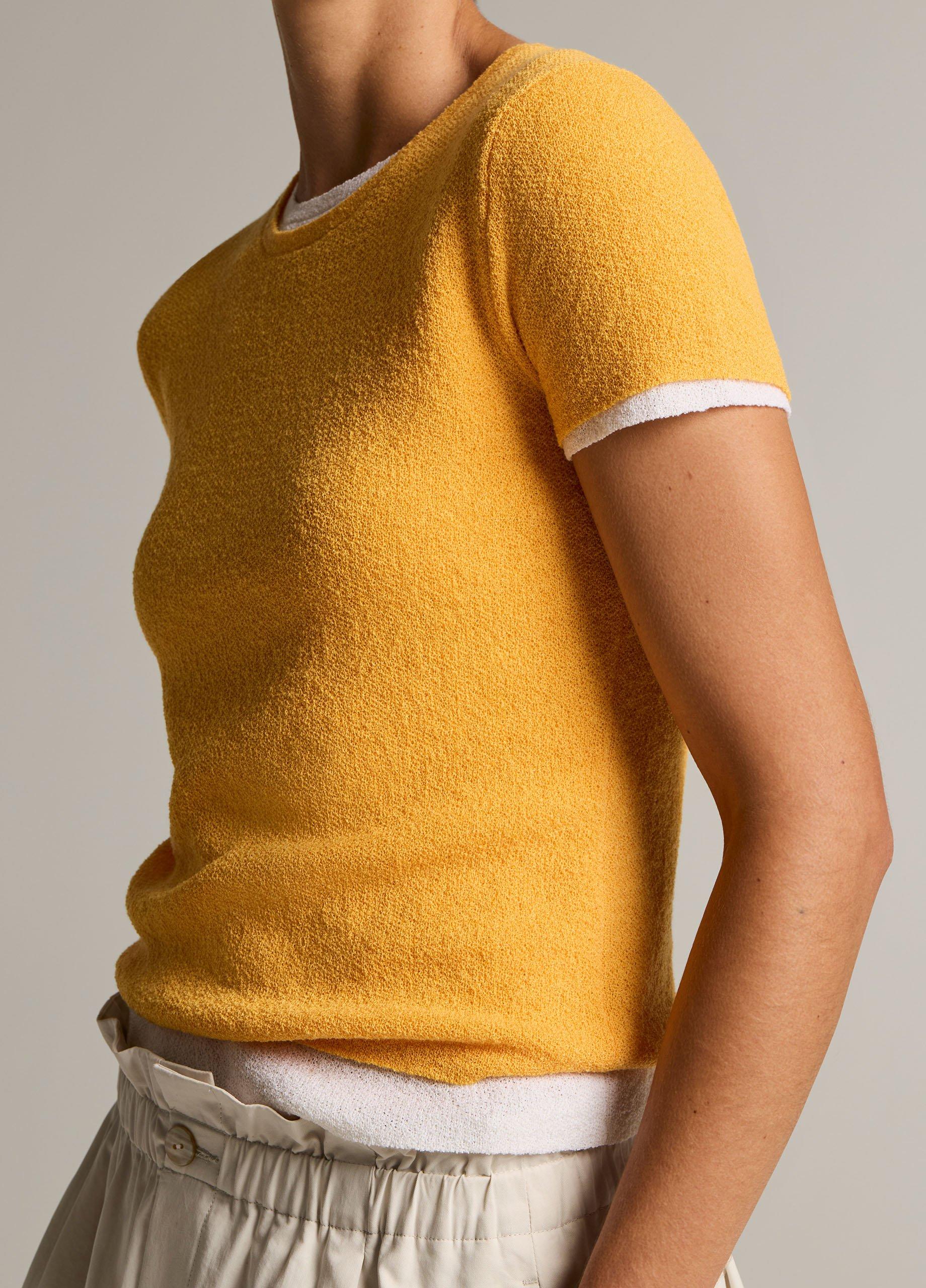 Textured Italian Wool & Cotton-Blend Short-Sleeve Sweater image number 1