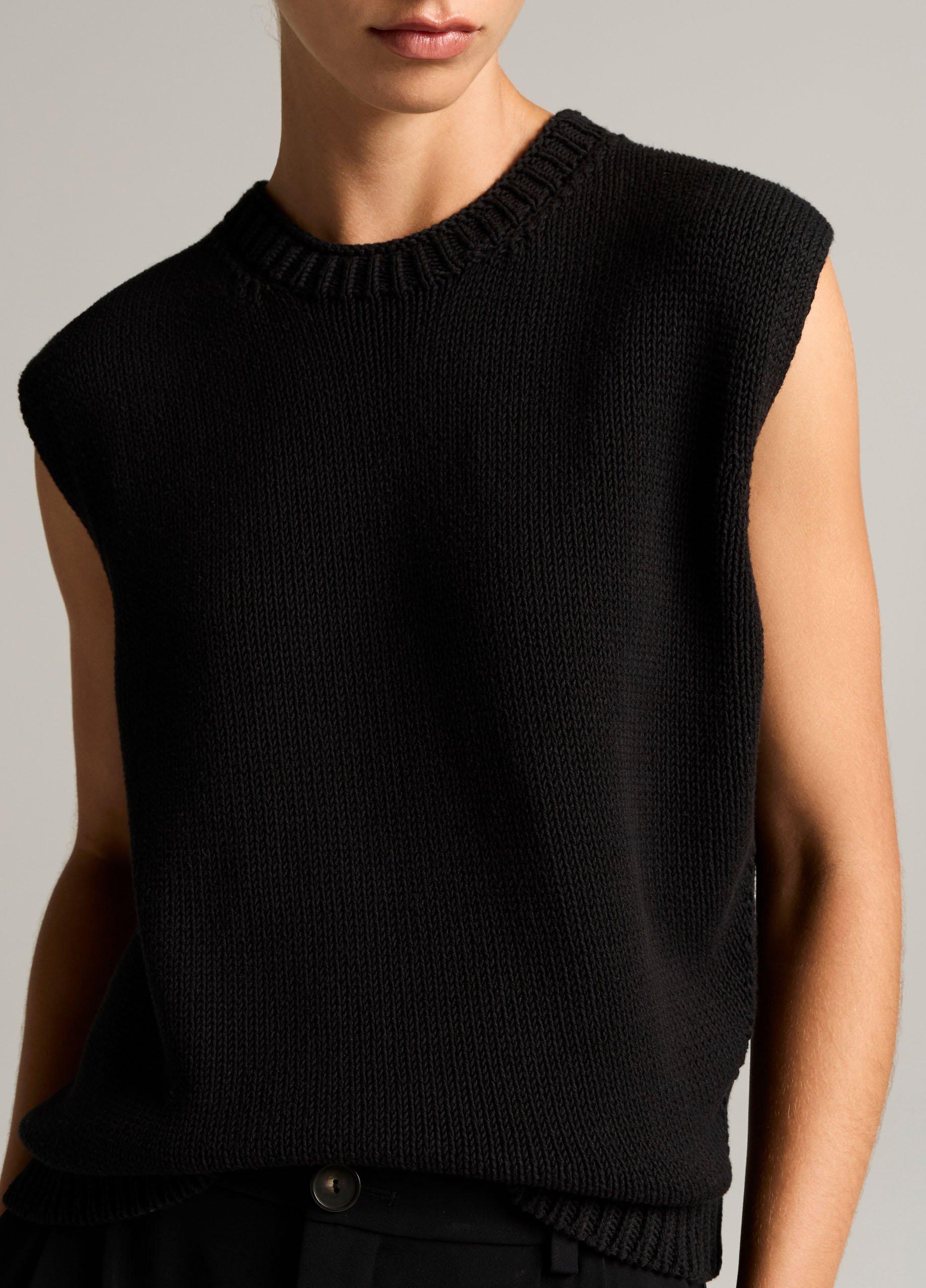 Italian Cotton-Blend Asymmetric Sweater Vest image number 1
