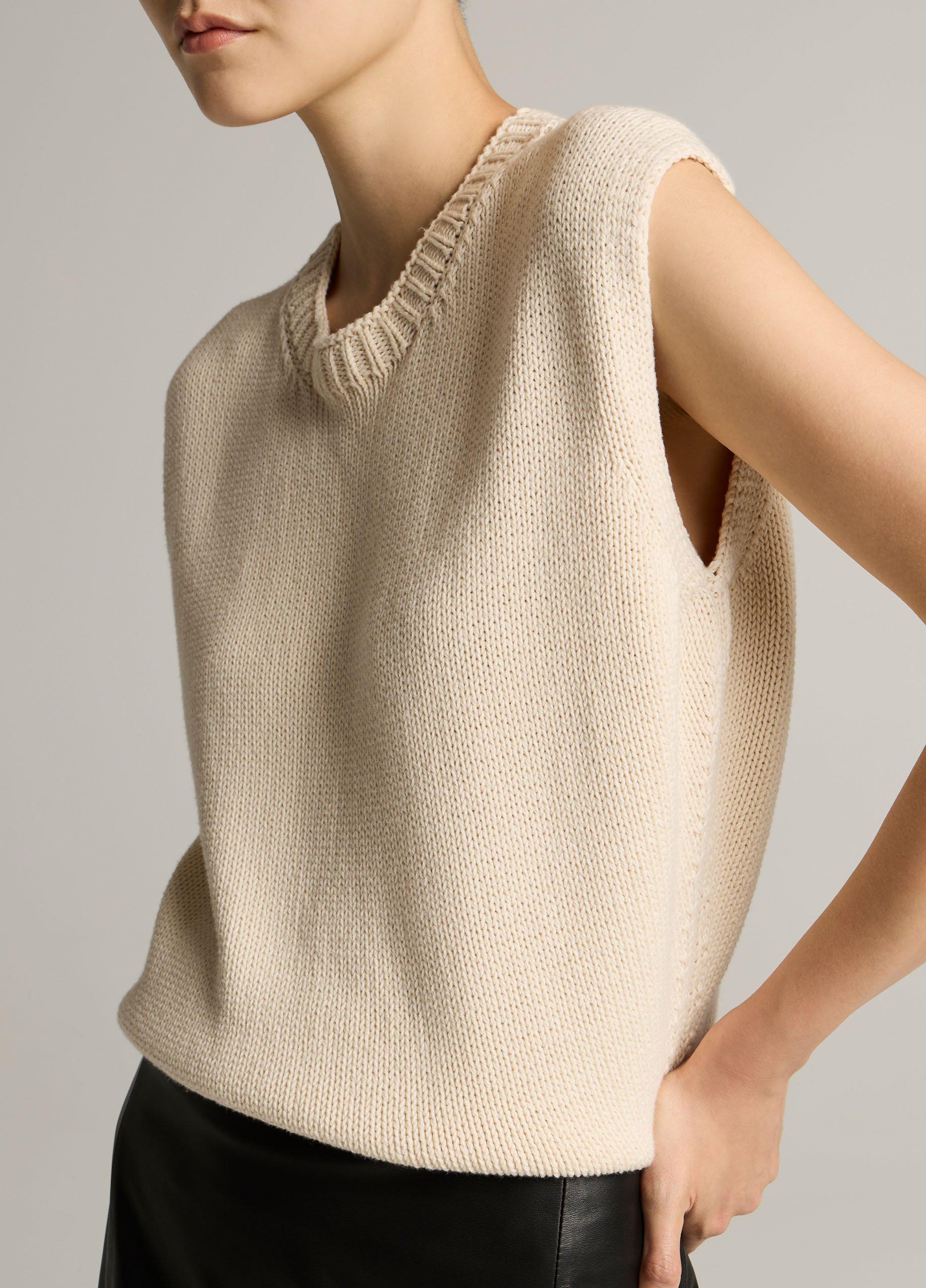 Italian Cotton-Blend Asymmetric Sweater Vest image number 1