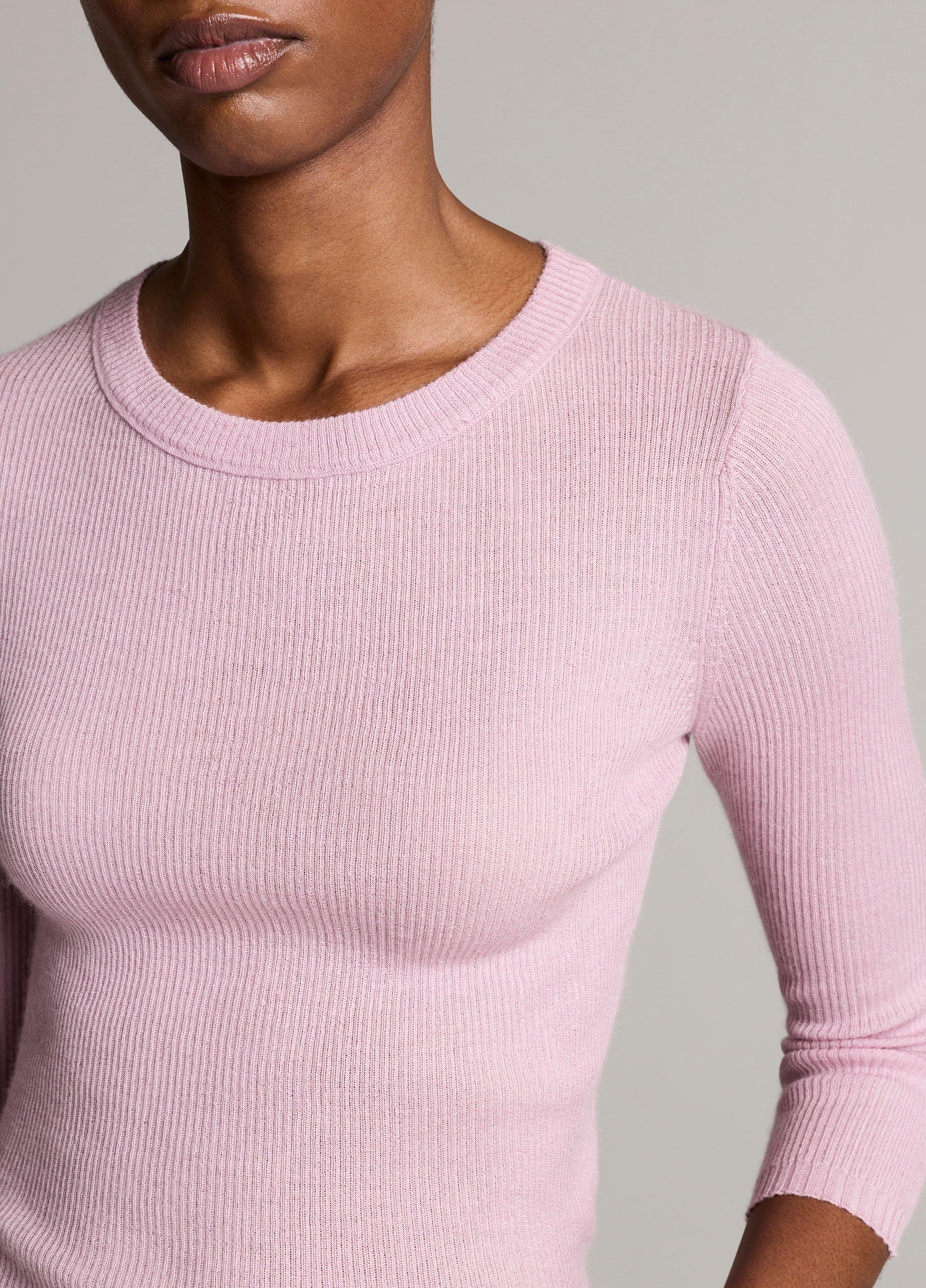 Ribbed Cashmere-Silk Three-Quarter-Sleeve Sweater image number 1