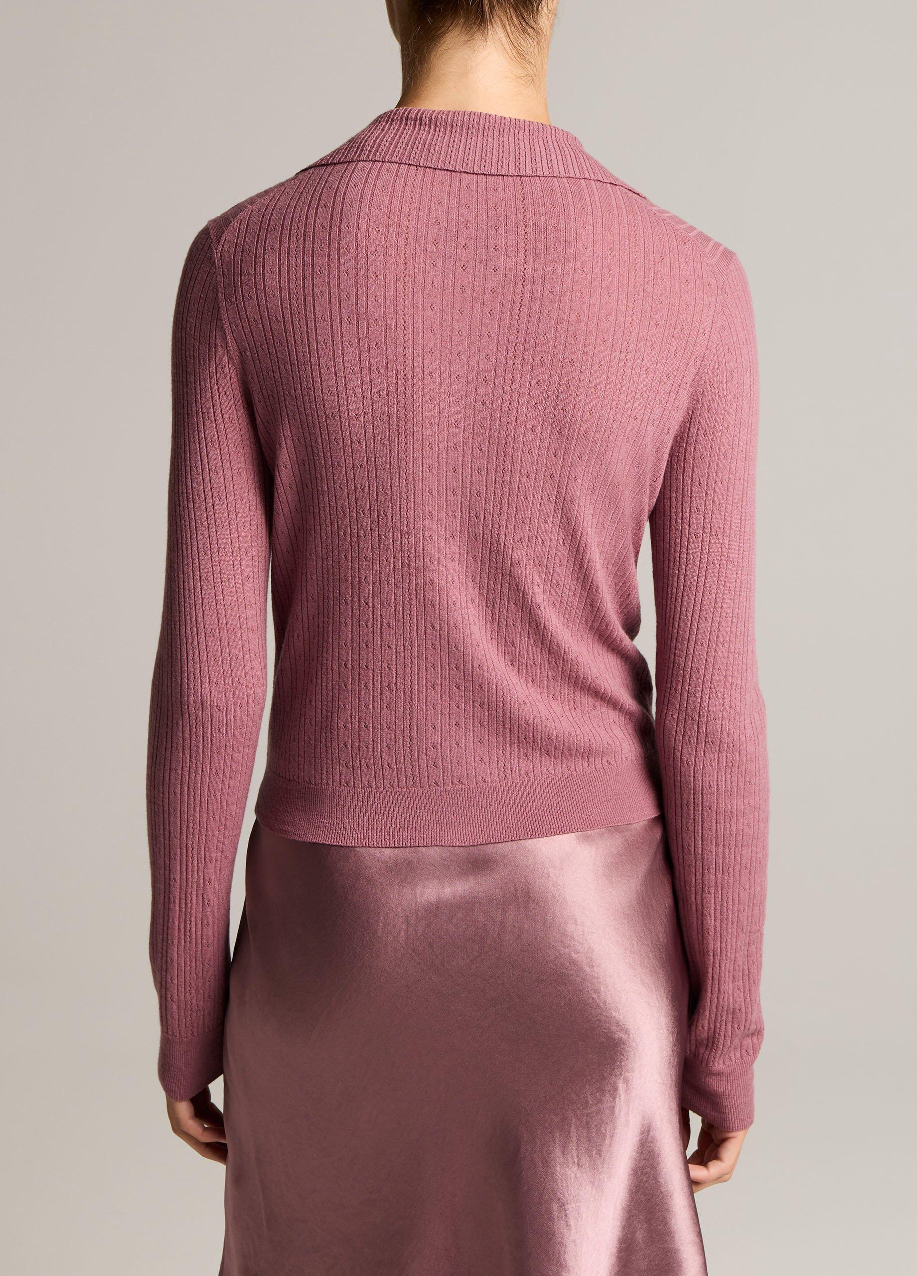 Pointelle Wool Collared Cardigan image number 2