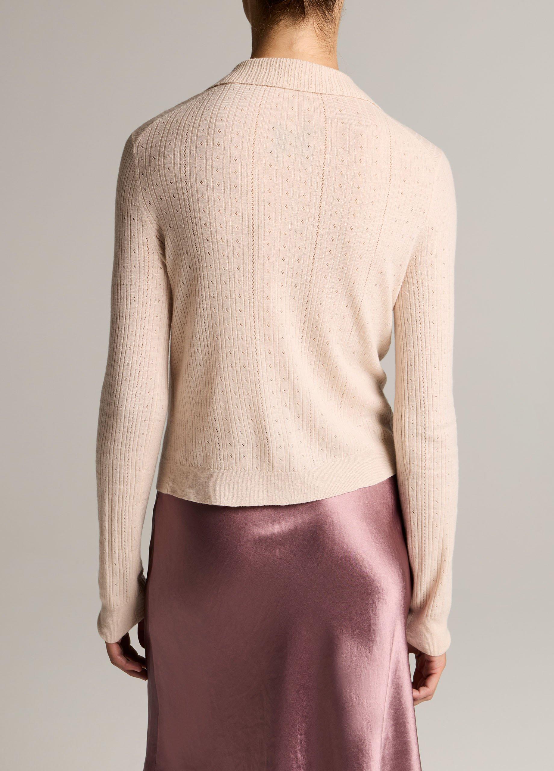 Pointelle Wool Collared Cardigan image number 2