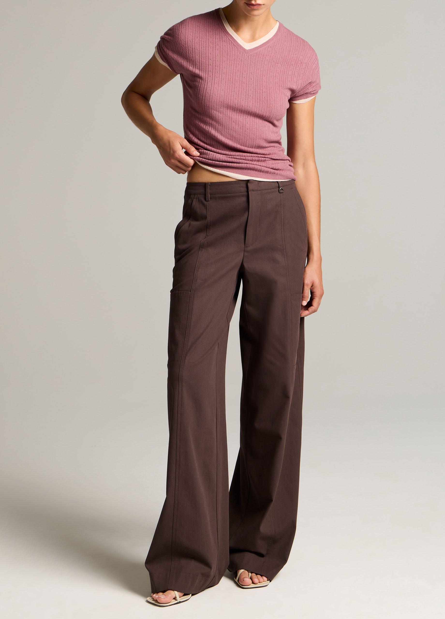 Pointelle Wool Short-Sleeve Sweater image number 3