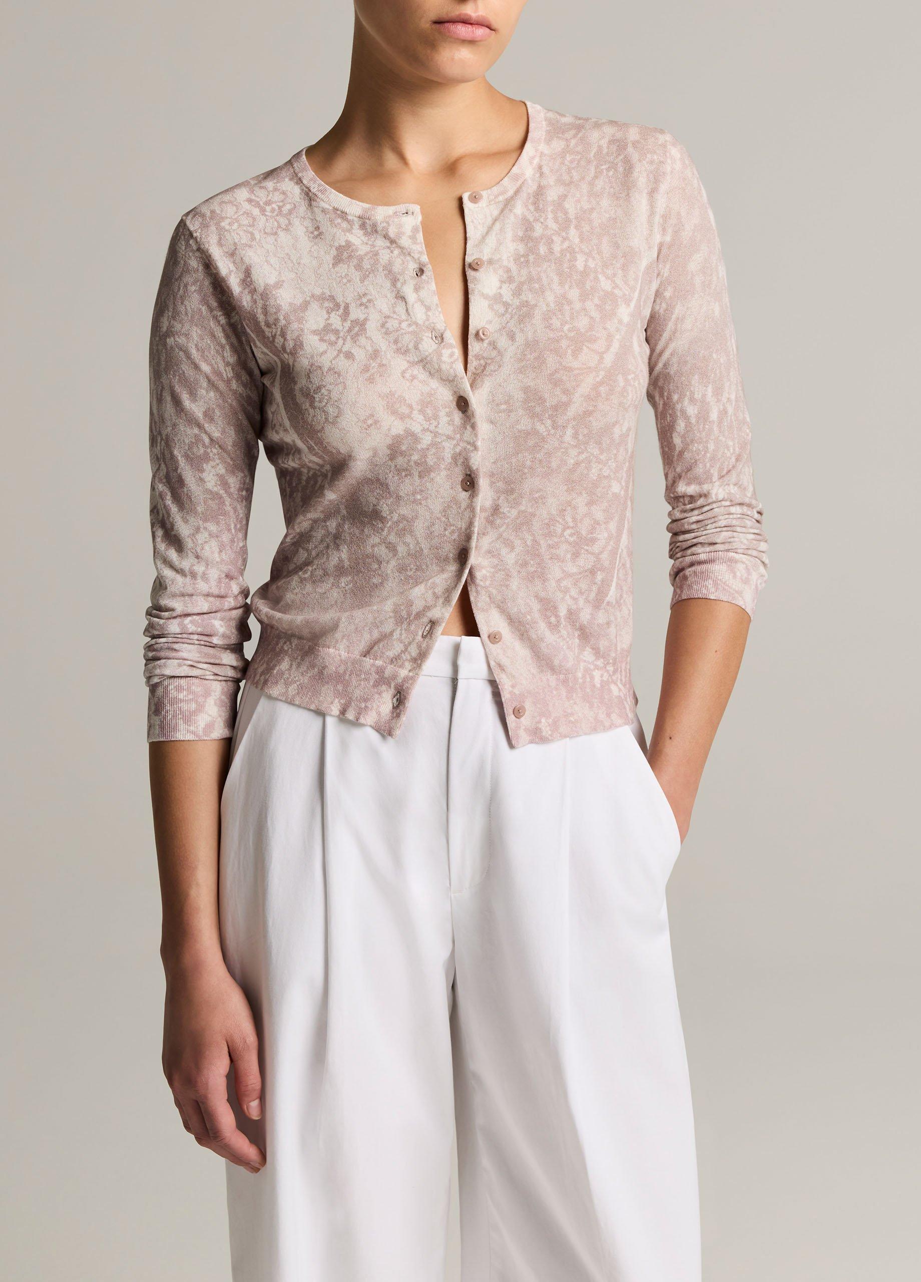 Lace-Print Italian Cotton-Blend Cardigan image number 0