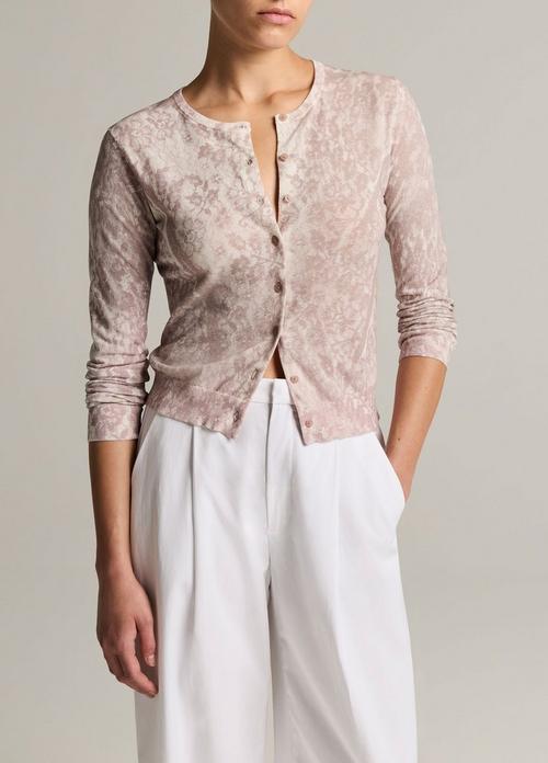 Lace-Print Italian Cotton-Blend Cardigan