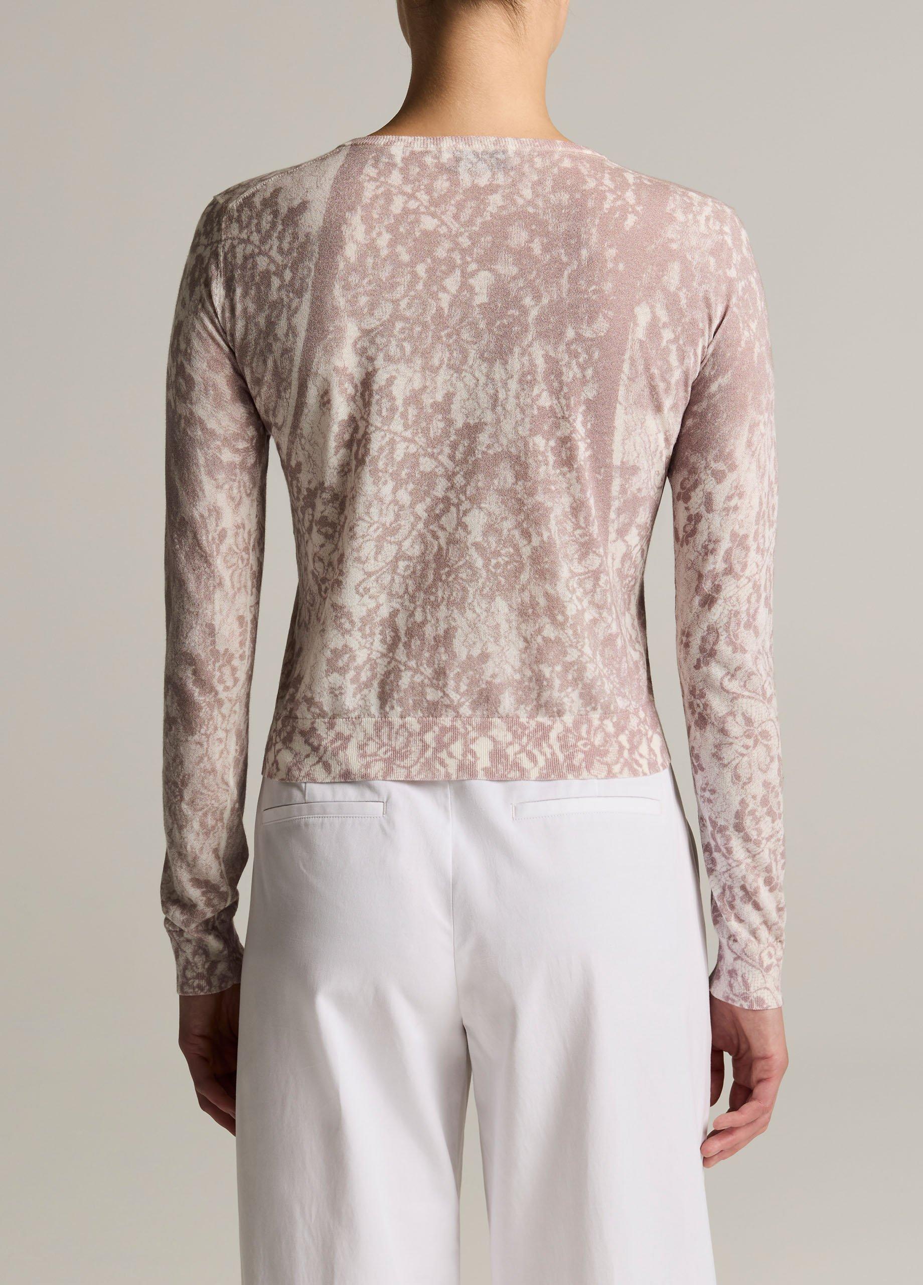 Lace-Print Italian Cotton-Blend Cardigan image number 2