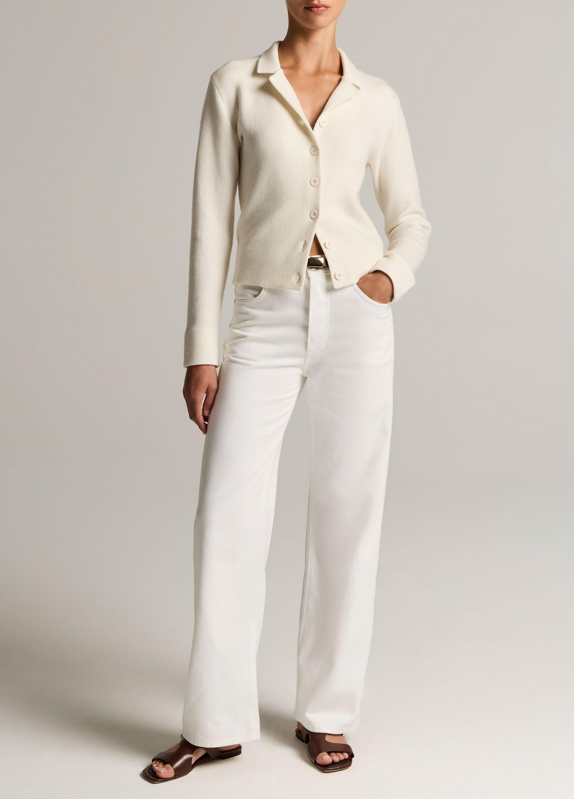 Notch-Collar Double-Face Wool-Blend Cardigan image number 3