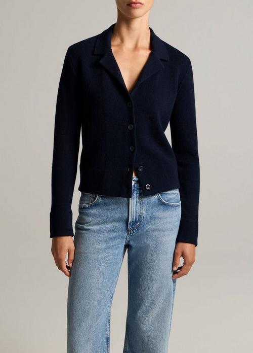 Notch-Collar Double-Face Wool-Blend Cardigan