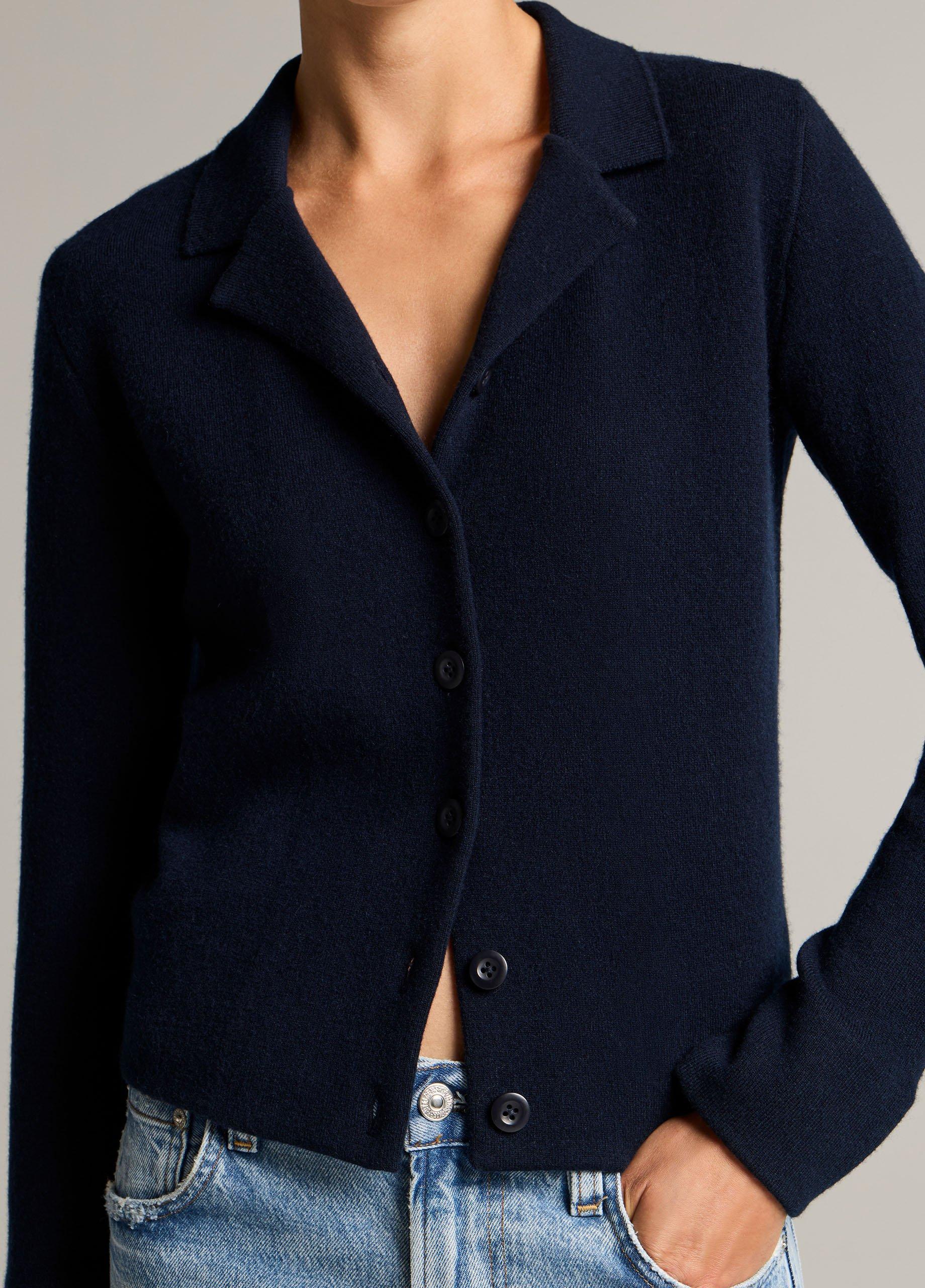 Notch-Collar Double-Face Wool-Blend Cardigan image number 1