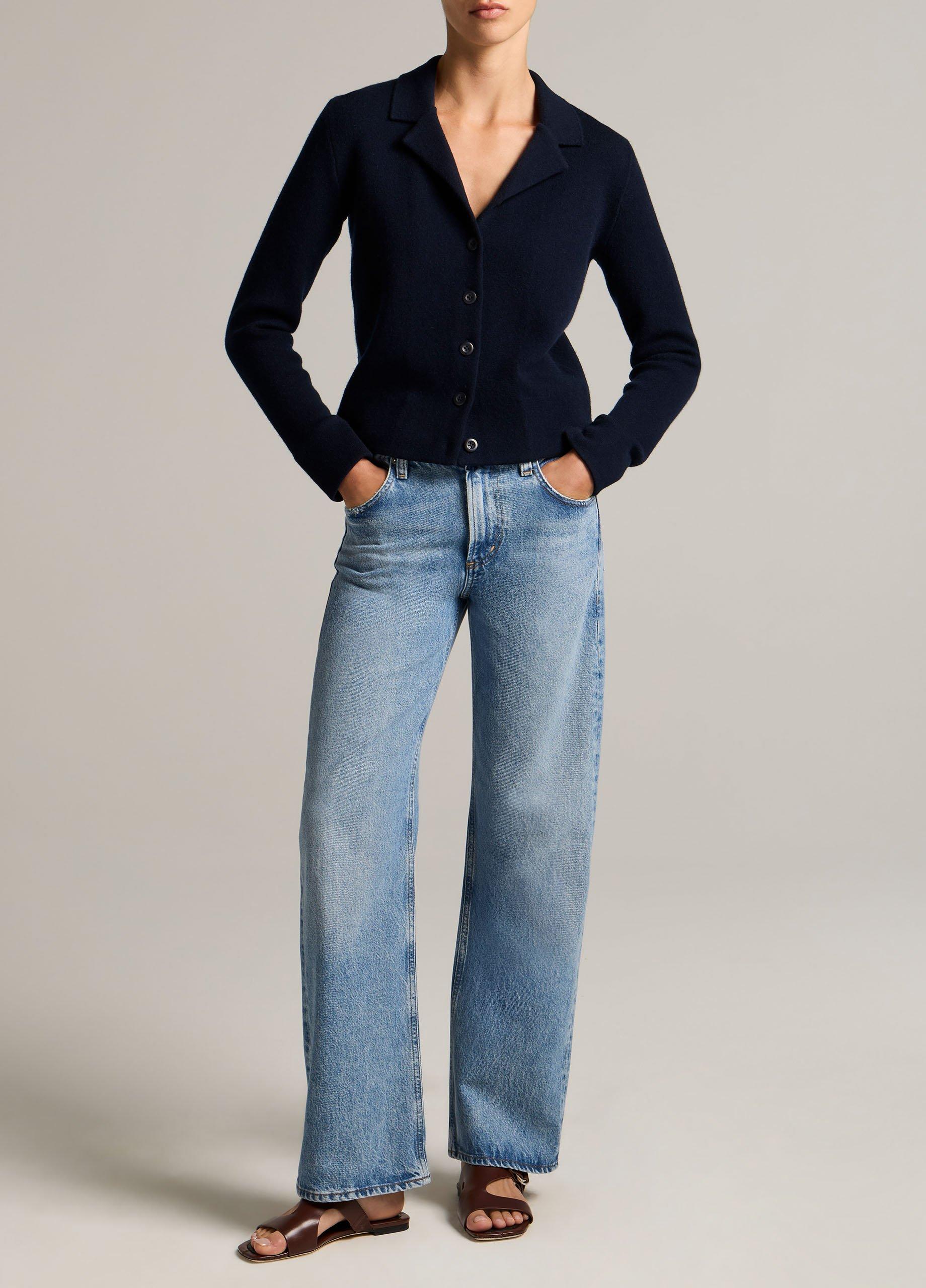 Notch-Collar Double-Face Wool-Blend Cardigan image number 3