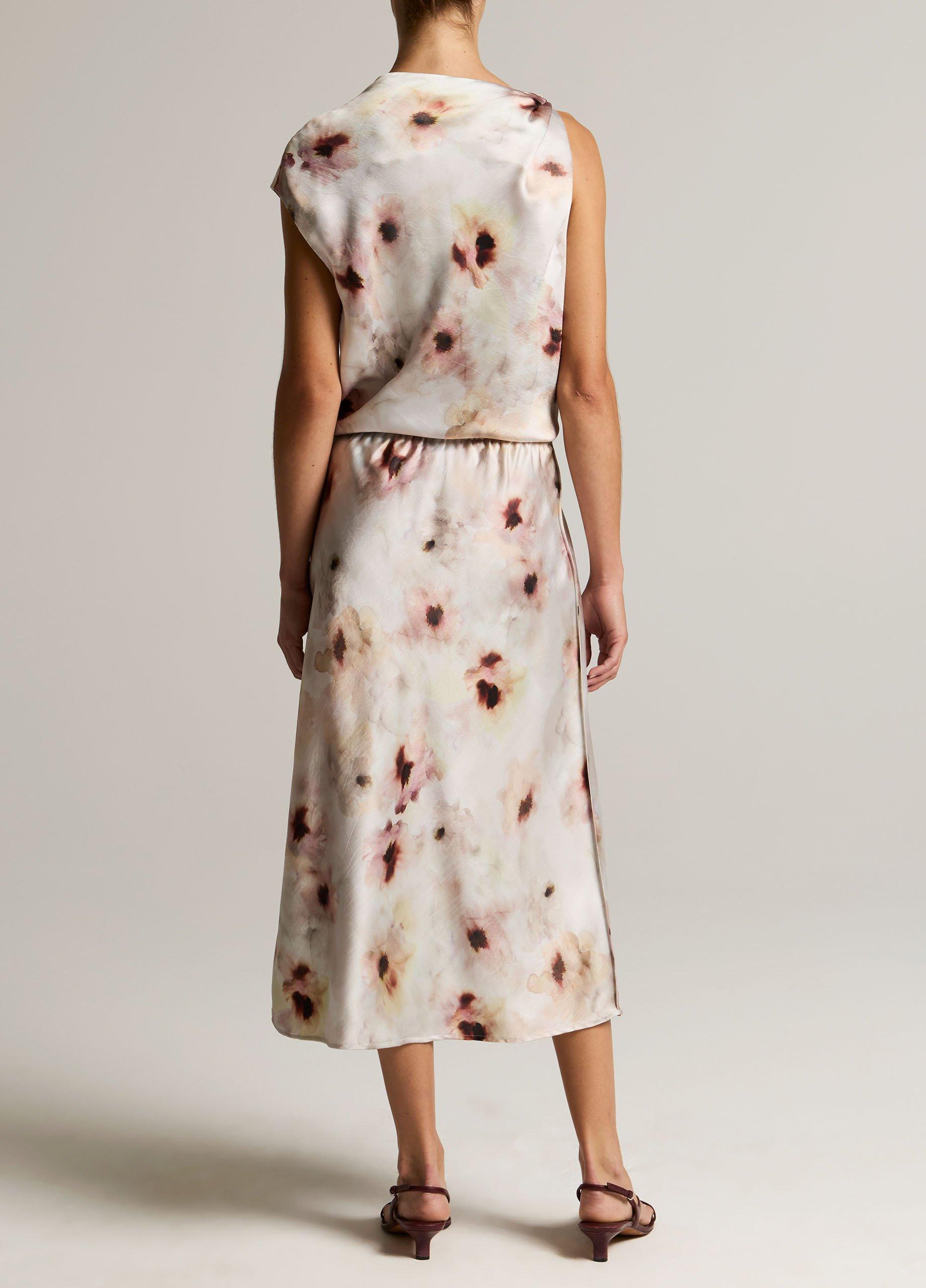 Watercolor Floral Satin Slip-Skirt image number 2