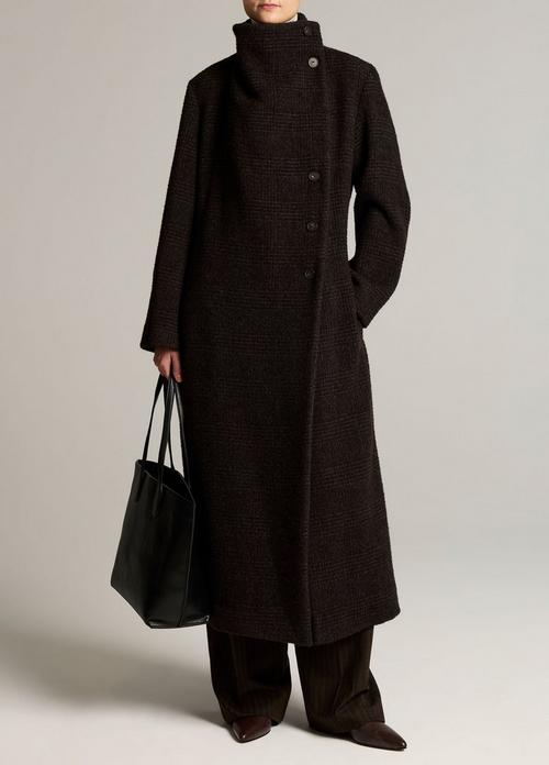 Tonal Plaid Wool-Blend Coat