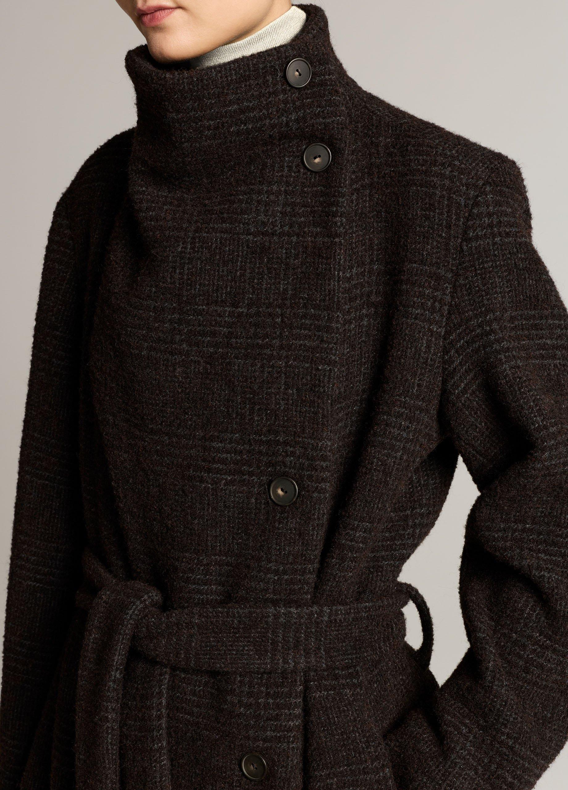 Tonal Plaid Wool-Blend Coat image number 3