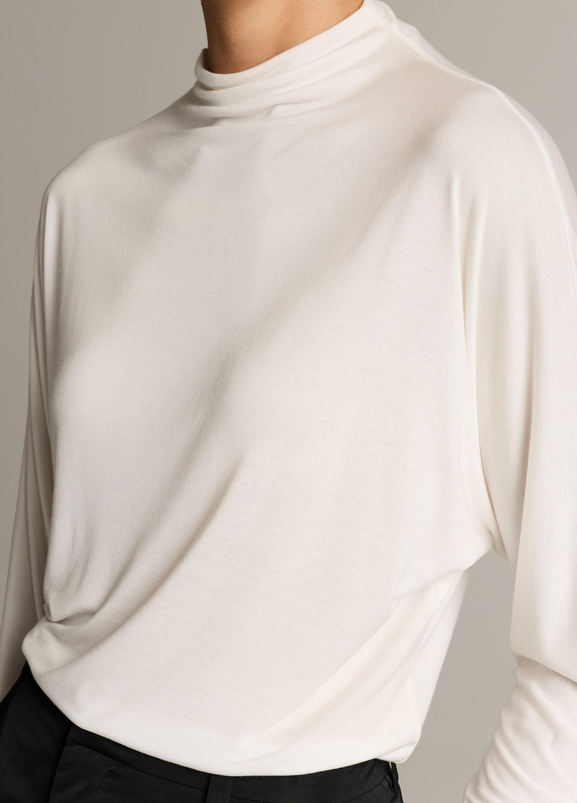 Draped Funnel-Neck Dolman-Sleeve Top image number 1