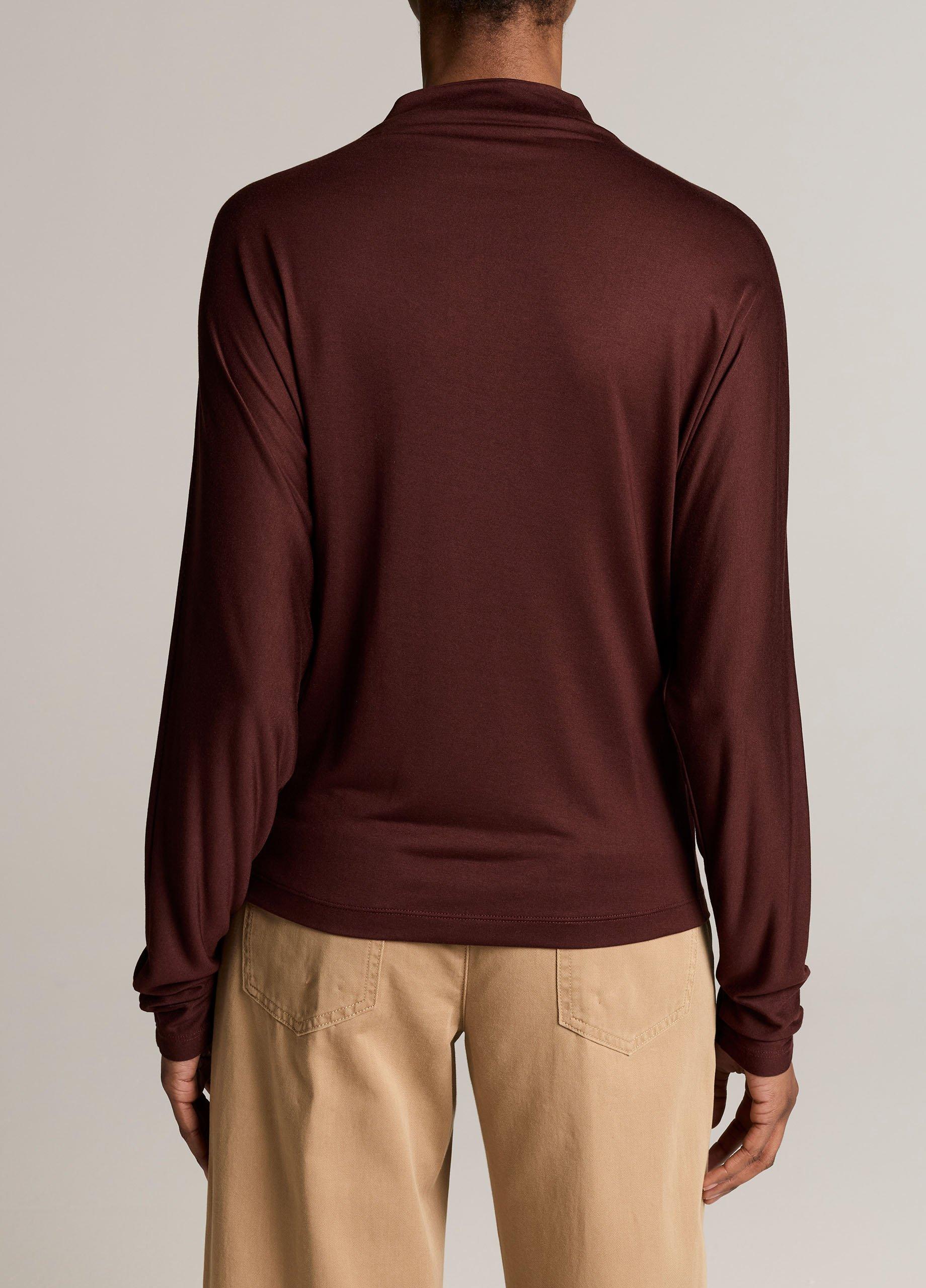 Draped Funnel-Neck Dolman-Sleeve Top image number 2