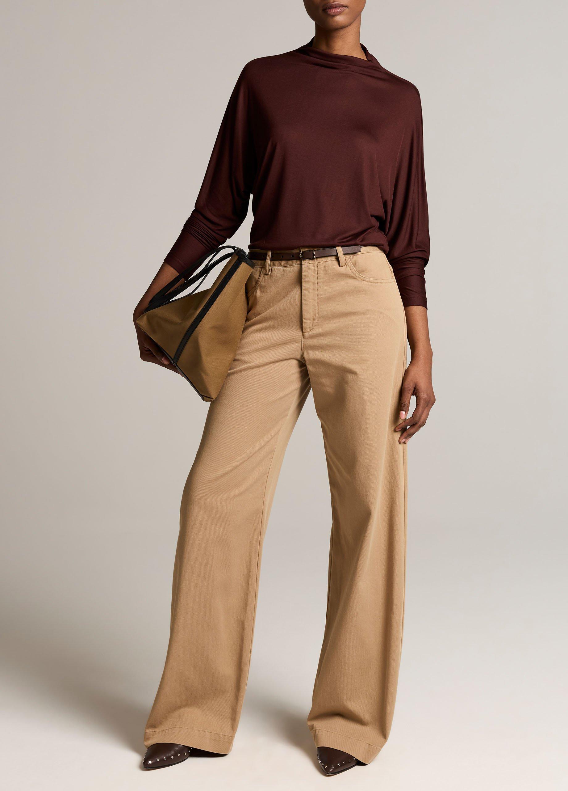 Draped Funnel-Neck Dolman-Sleeve Top image number 3