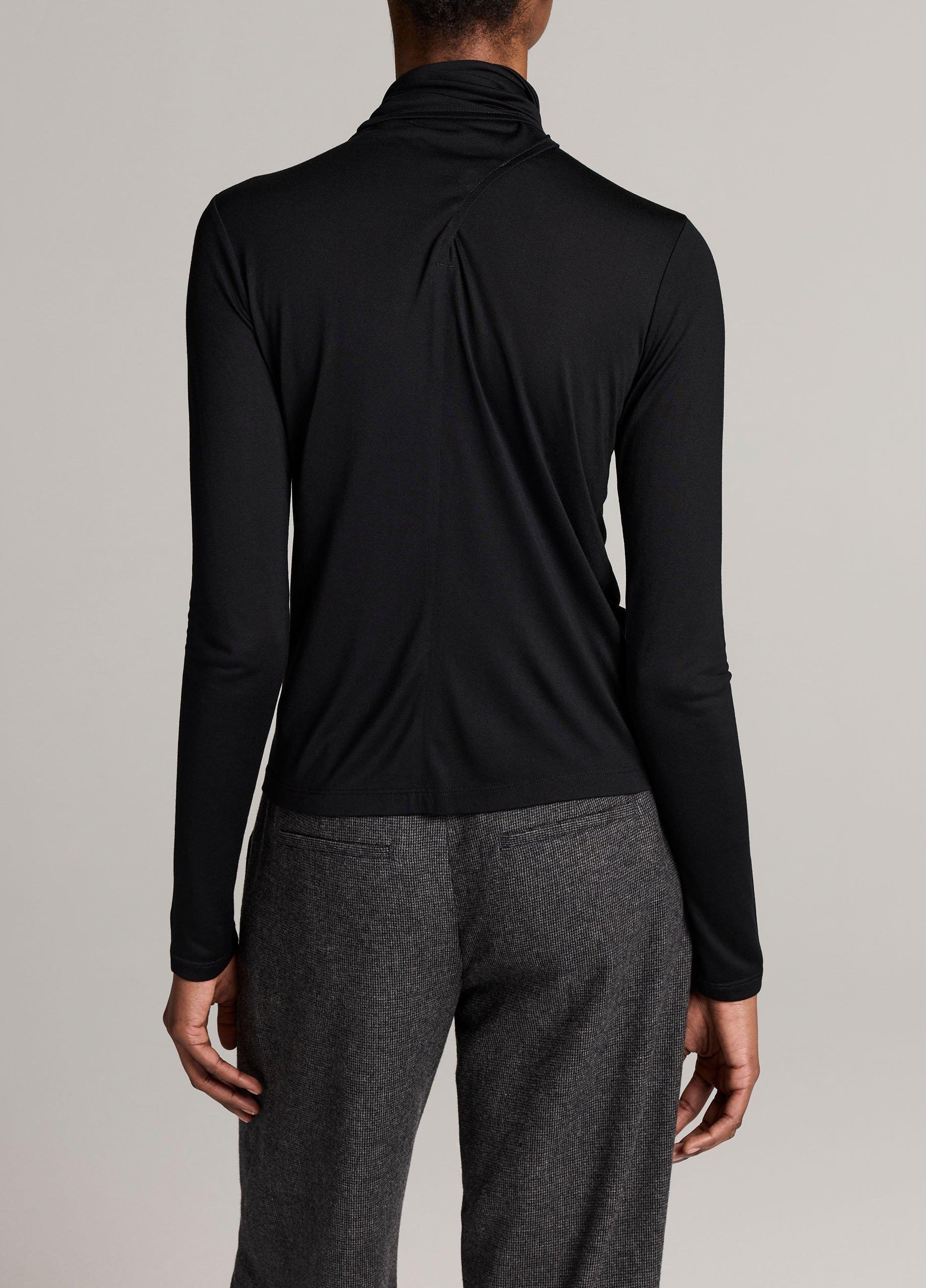 Jersey Tie-Neck Long-Sleeve Top image number 2