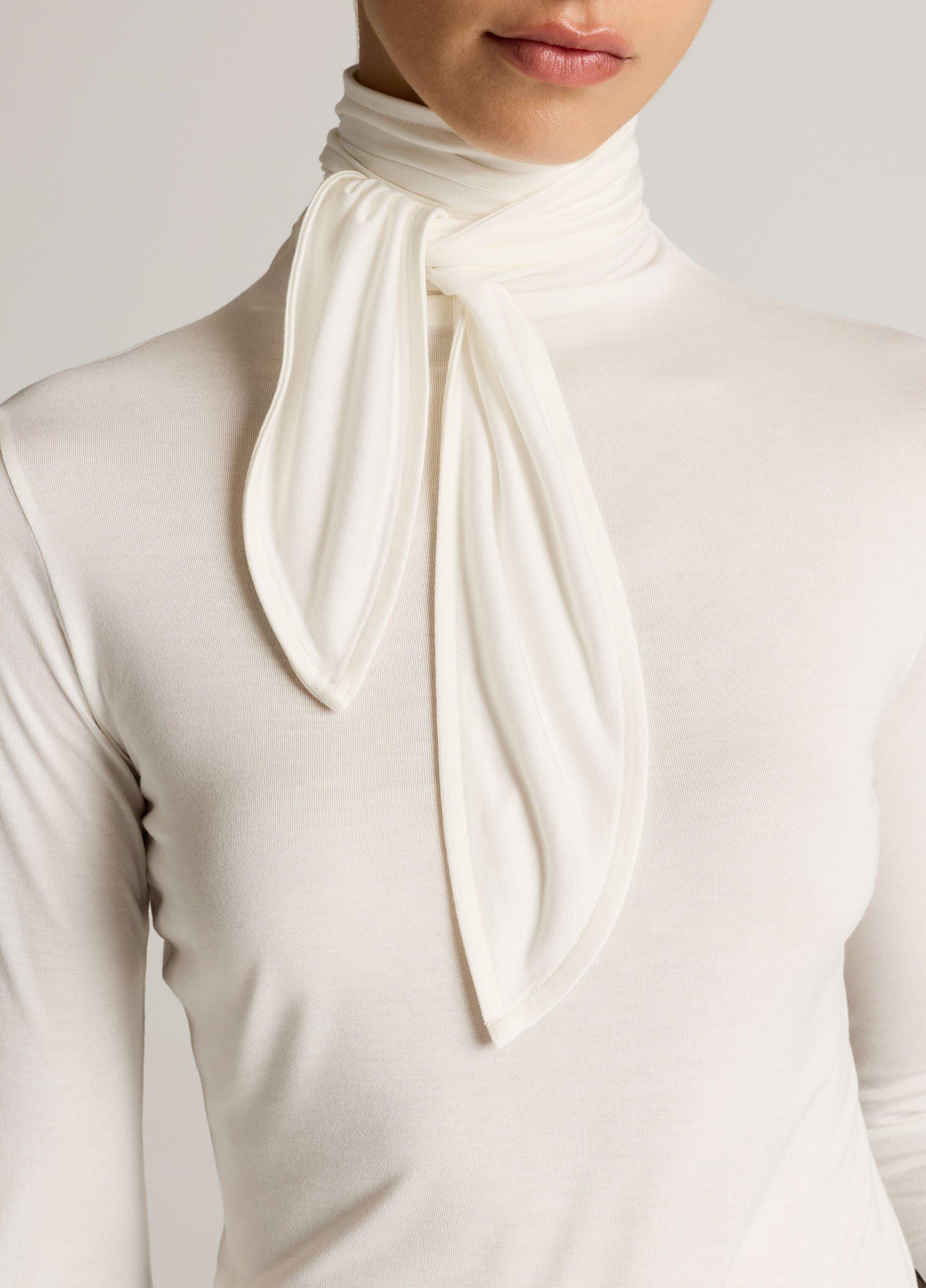 Jersey Tie-Neck Long-Sleeve Top image number 1