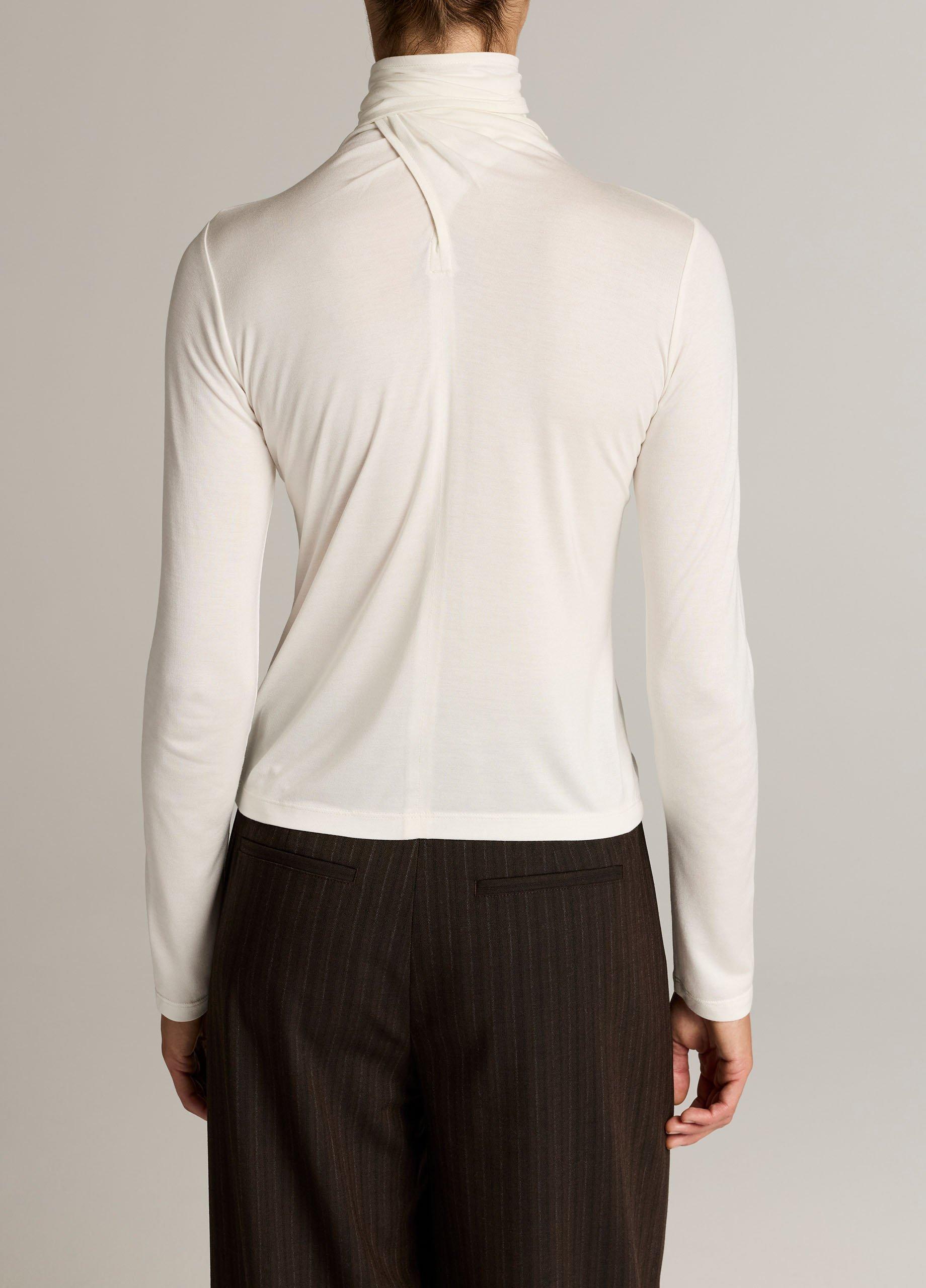Jersey Tie-Neck Long-Sleeve Top image number 2