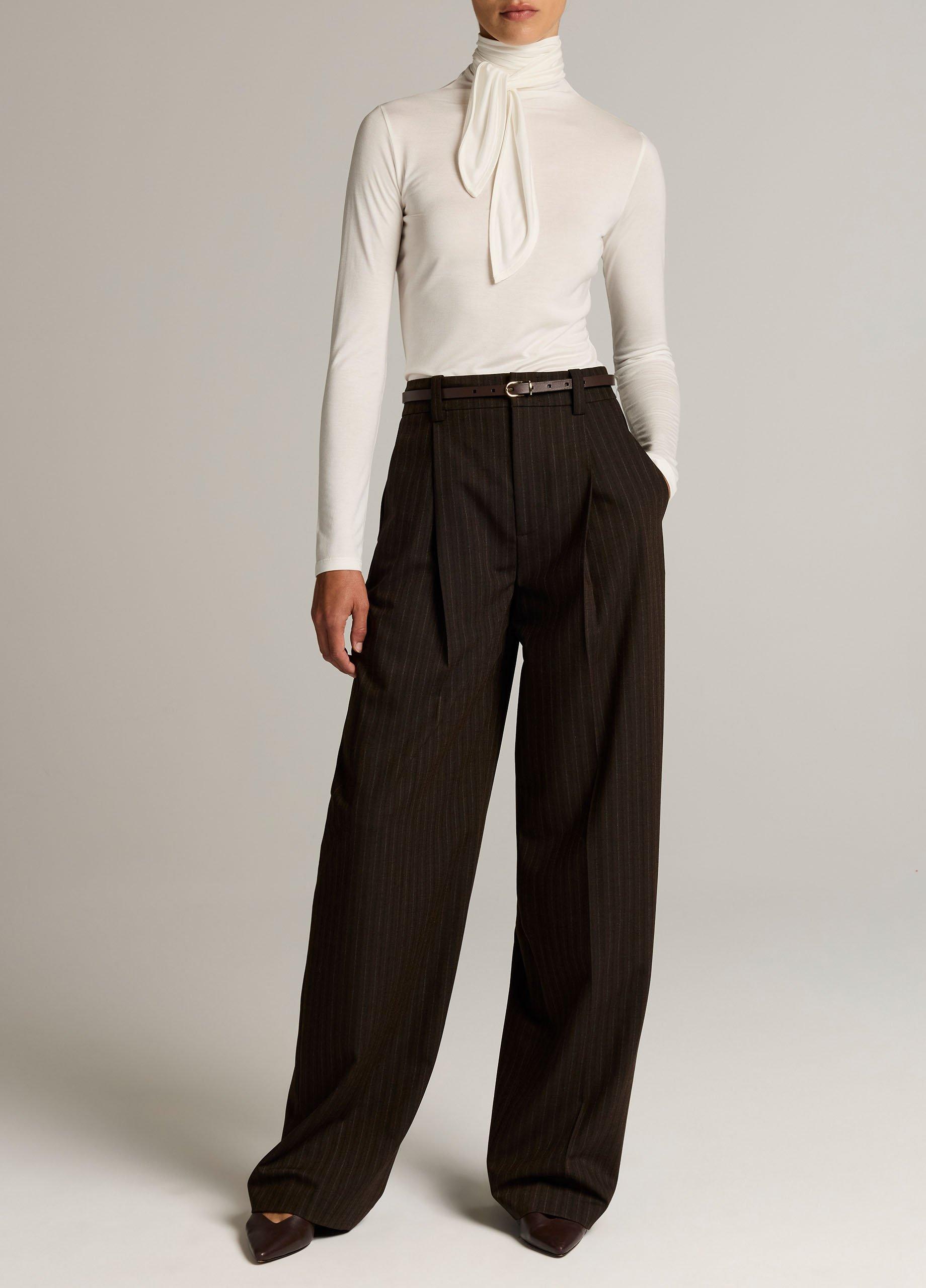 Jersey Tie-Neck Long-Sleeve Top image number 3