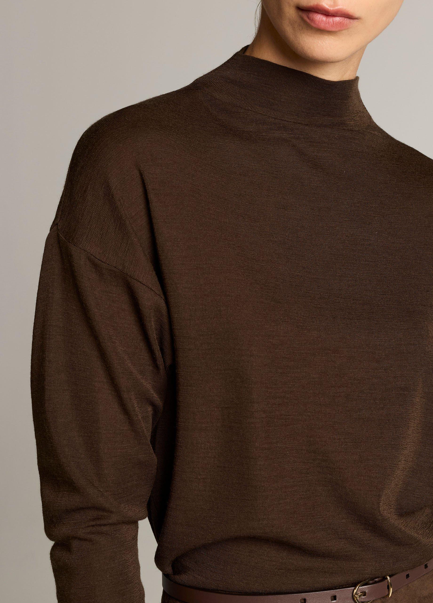 Wool-Blend Relaxed Funnel-Neck Top image number 1
