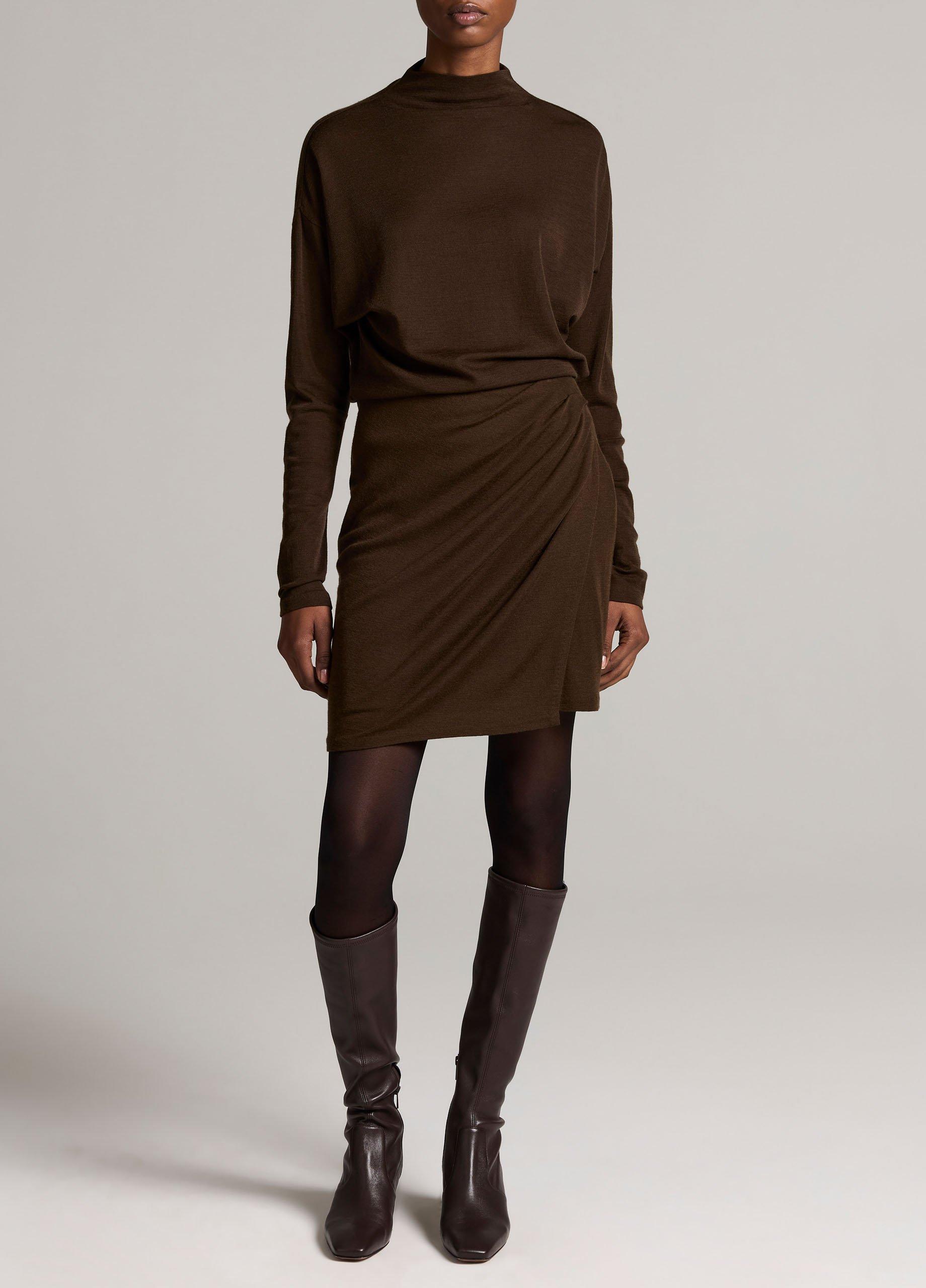 Wool-Blend Side-Drape Short Skirt image number 0