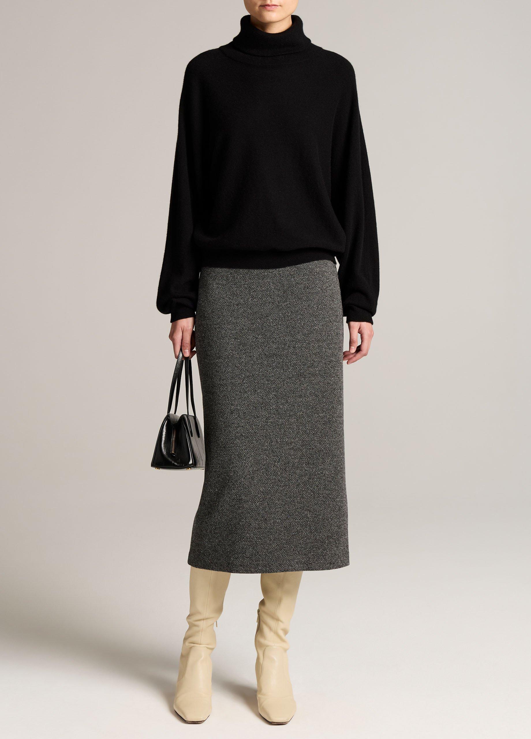 Houndstooth Italian Cotton-Blend Skirt image number 0