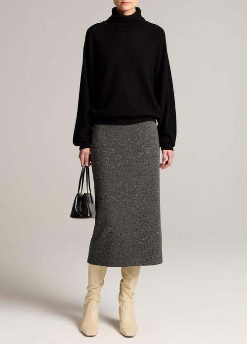 Houndstooth Italian Cotton-Blend Skirt