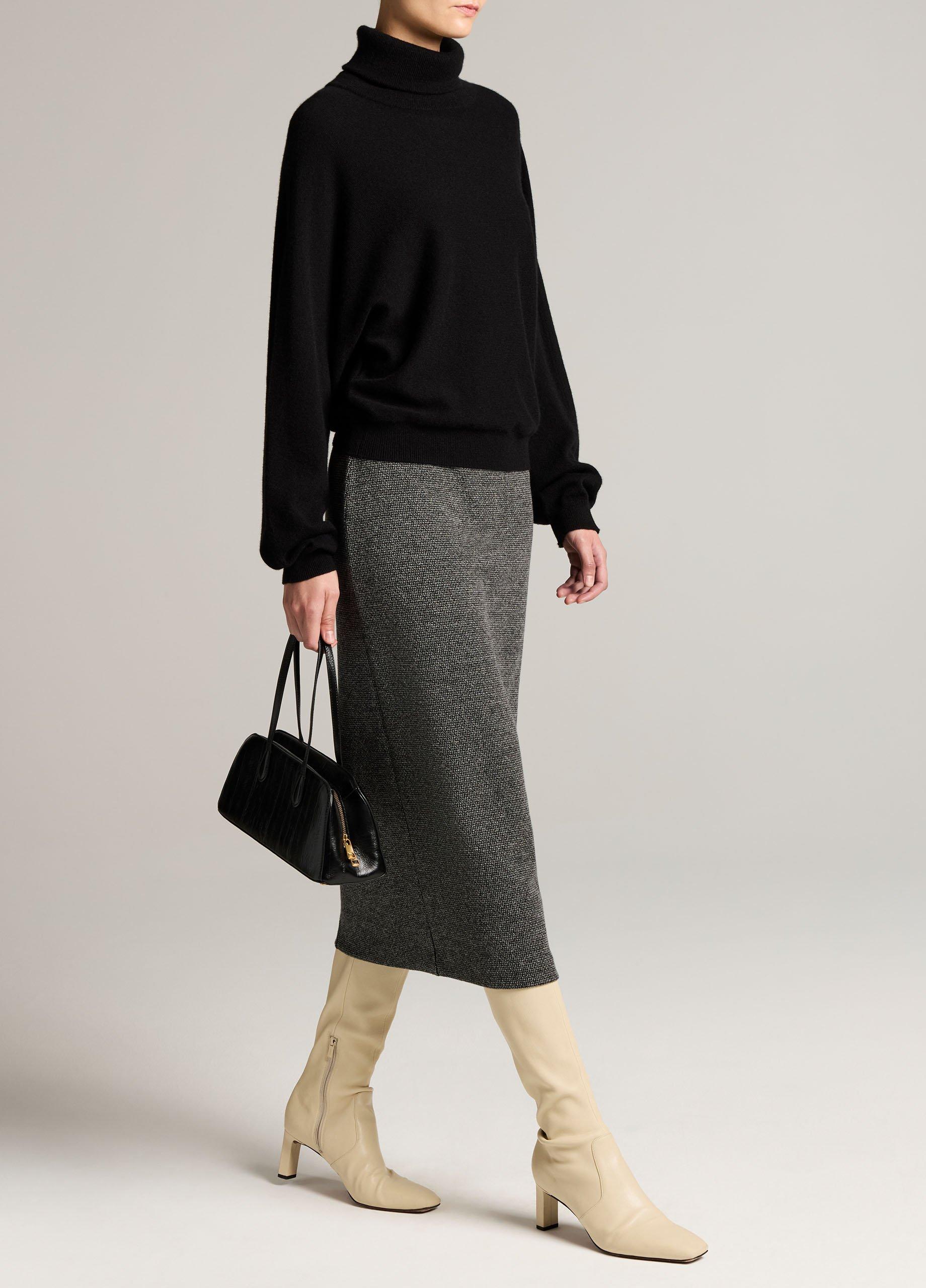 Houndstooth Italian Cotton-Blend Skirt image number 1