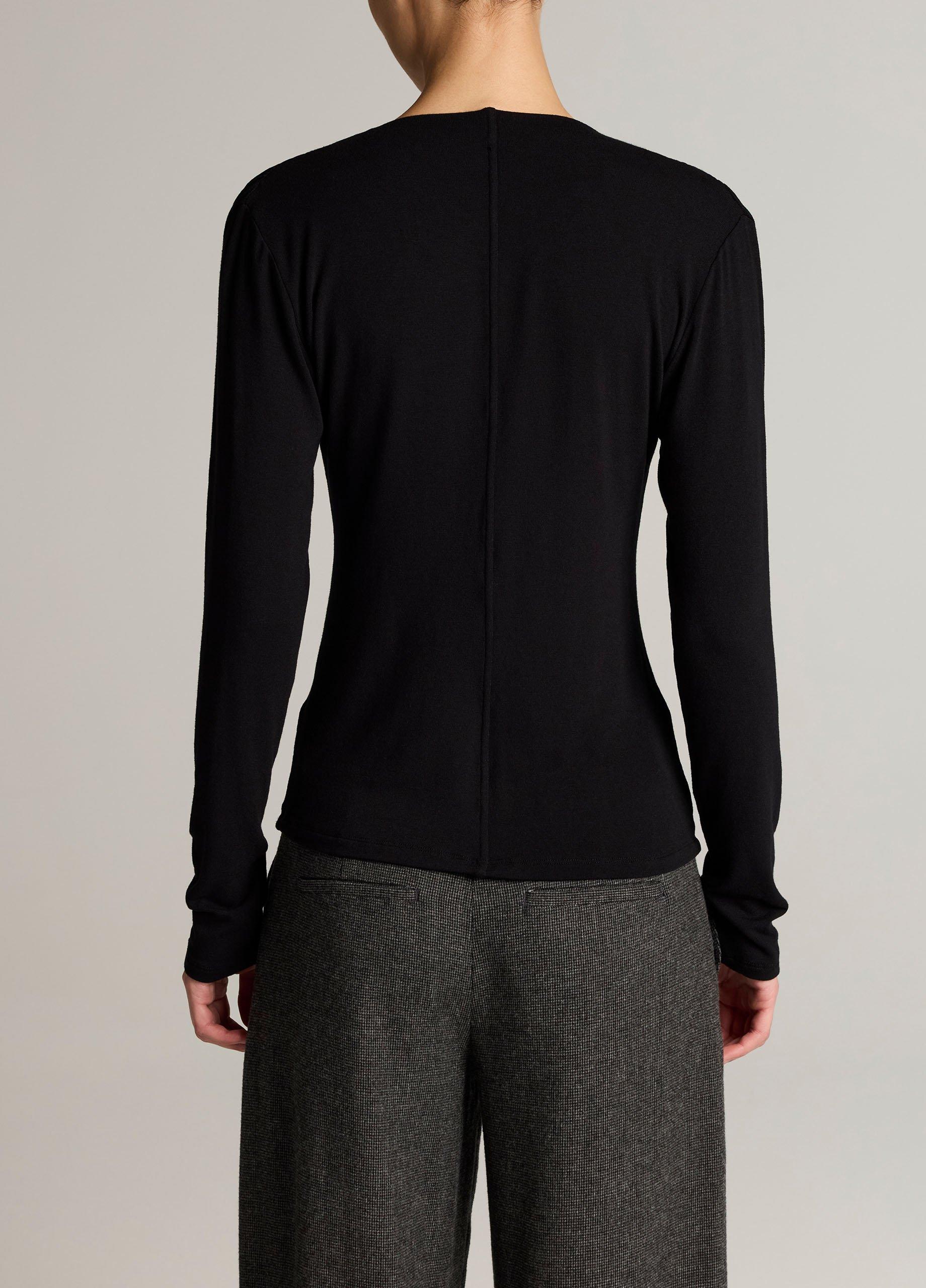Jersey Draped Cowl-Neck Long-Sleeve Top image number 2