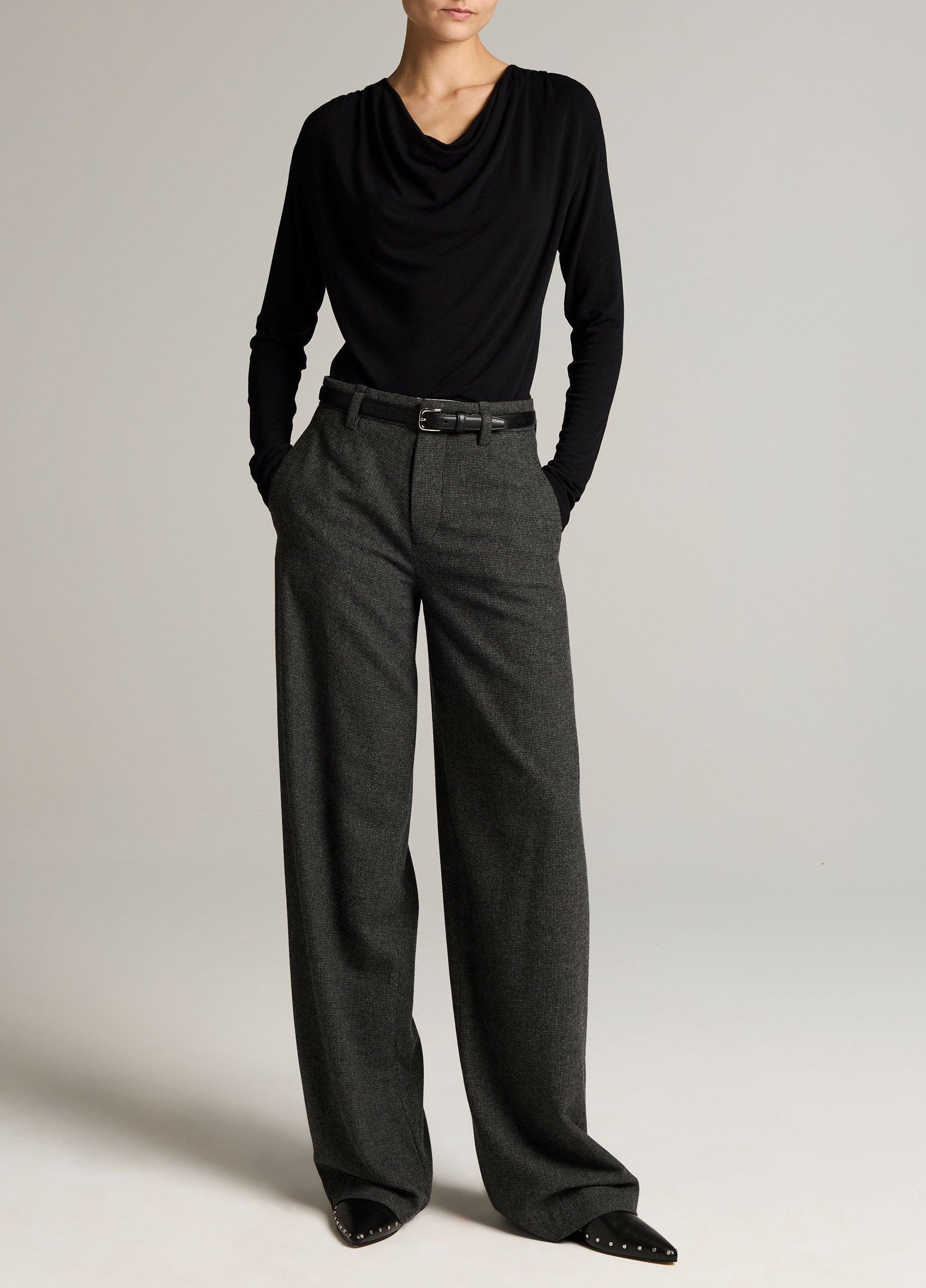 Jersey Draped Cowl-Neck Long-Sleeve Top image number 3