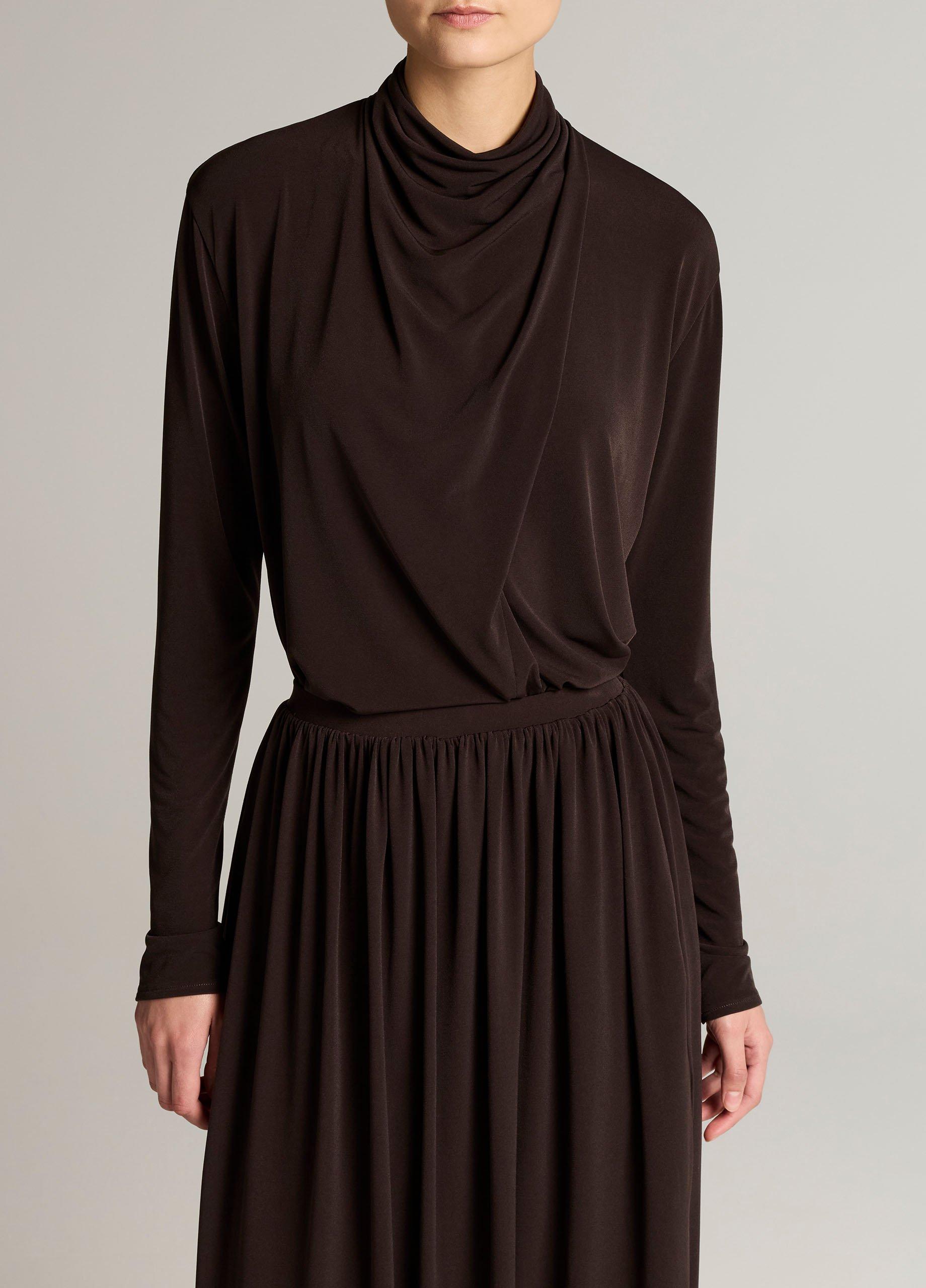 Draped-Neck Long-Sleeve Top image number 0