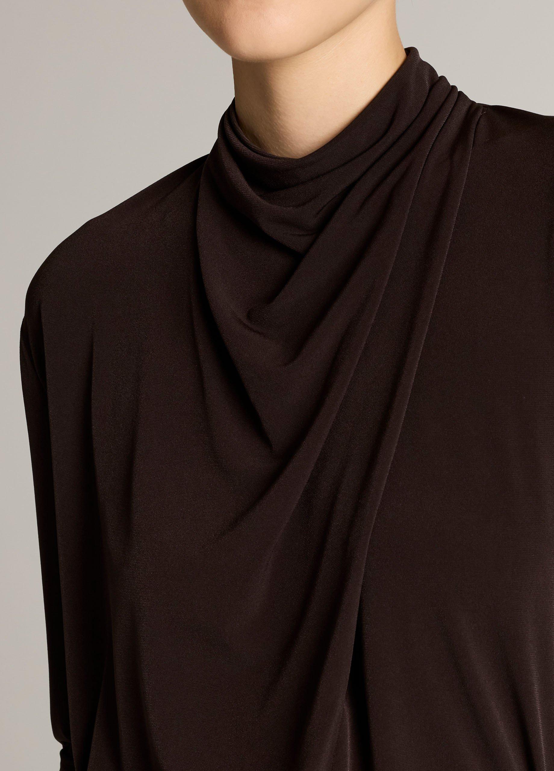 Draped-Neck Long-Sleeve Top image number 1