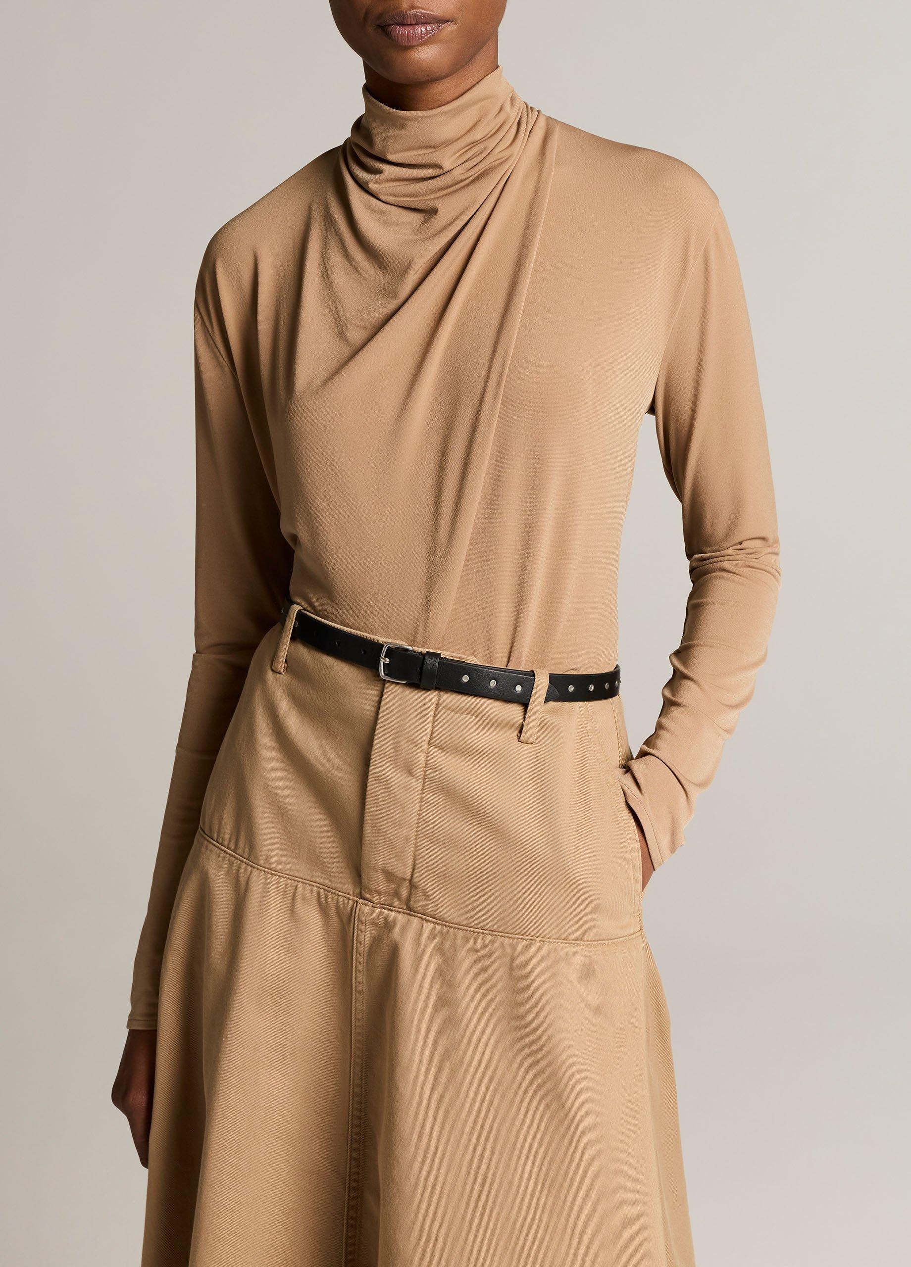 Draped-Neck Long-Sleeve Top image number 0