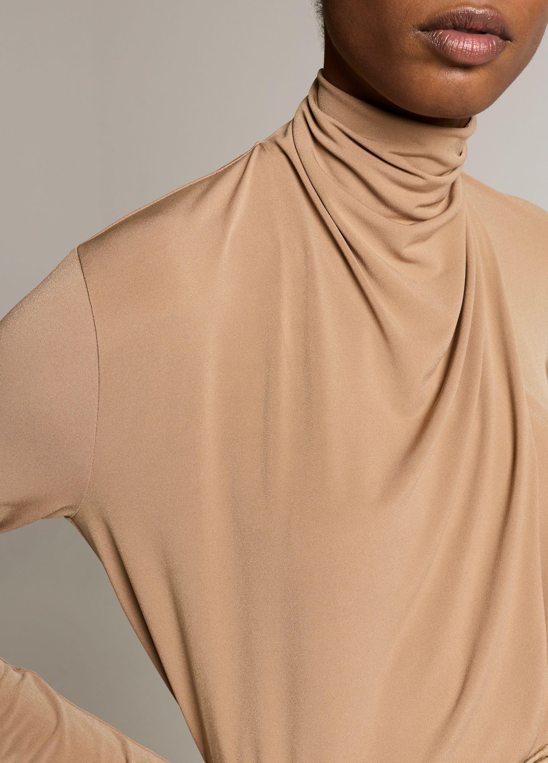 Draped-Neck Long-Sleeve Top image number 1
