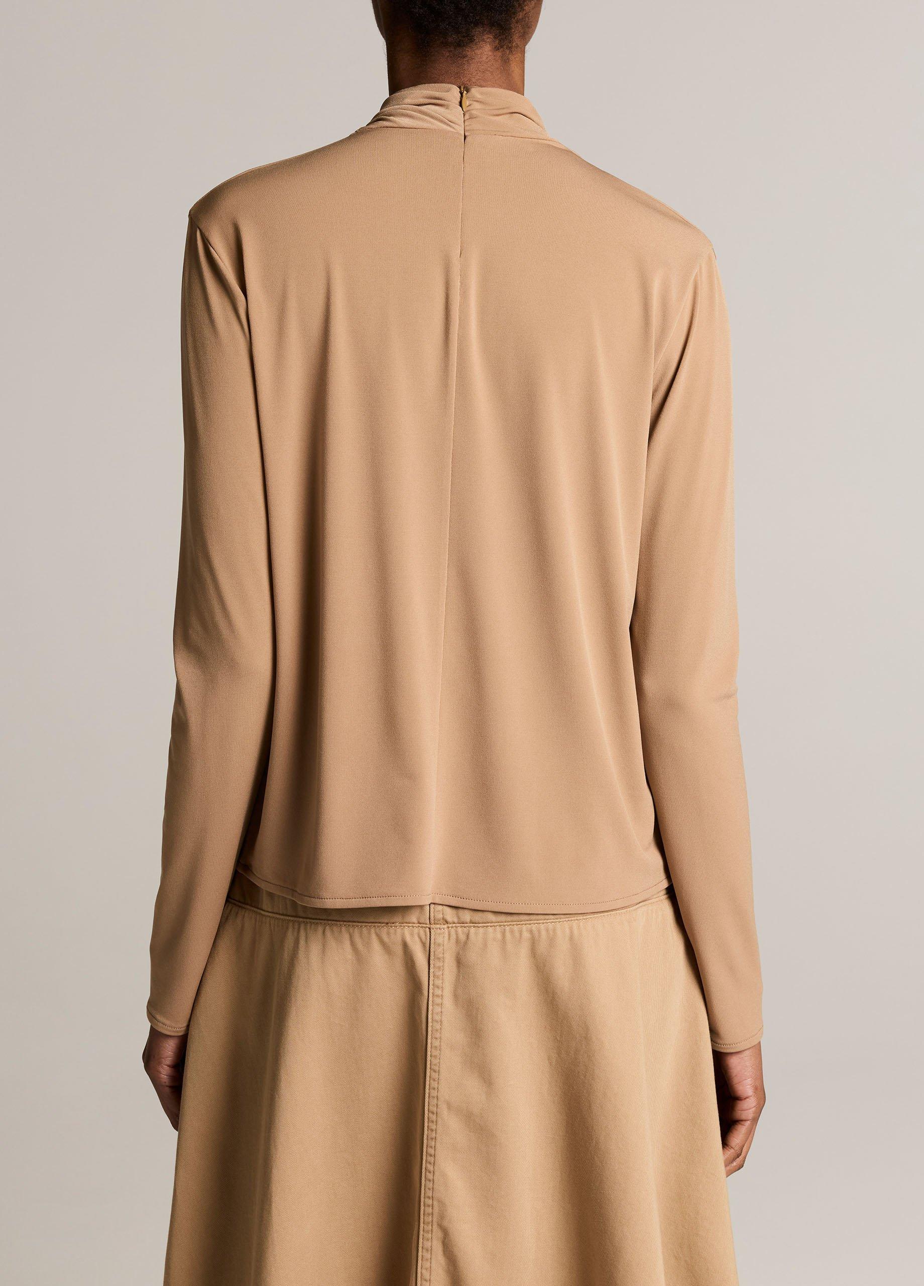Draped-Neck Long-Sleeve Top image number 2
