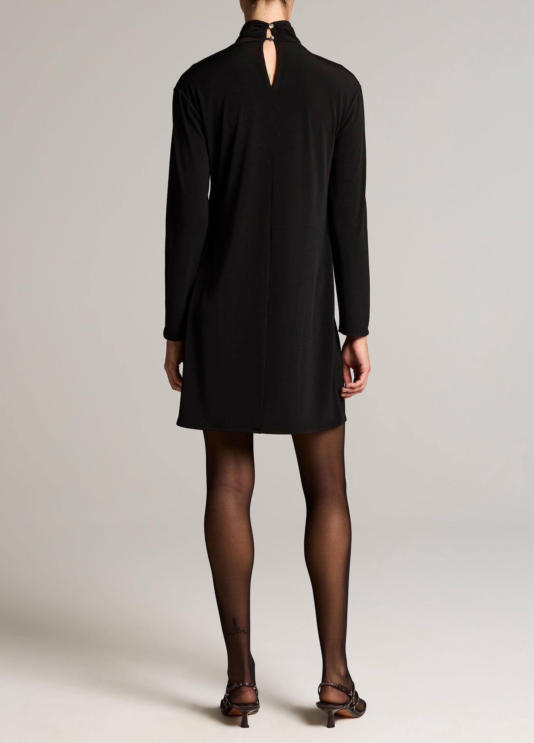 Draped-Neck Long-Sleeve Mini Dress image number 2