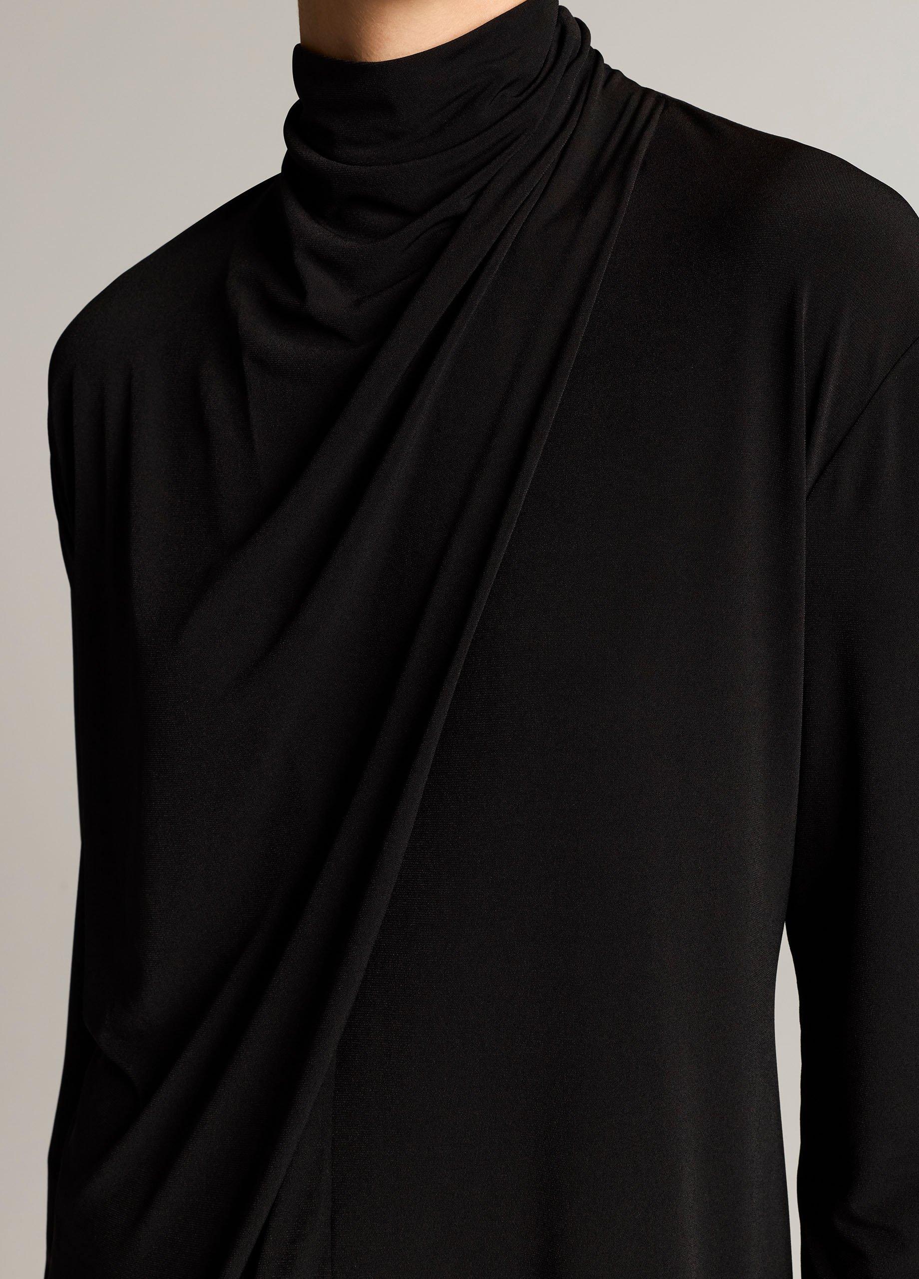 Draped-Neck Long-Sleeve Mini Dress image number 3