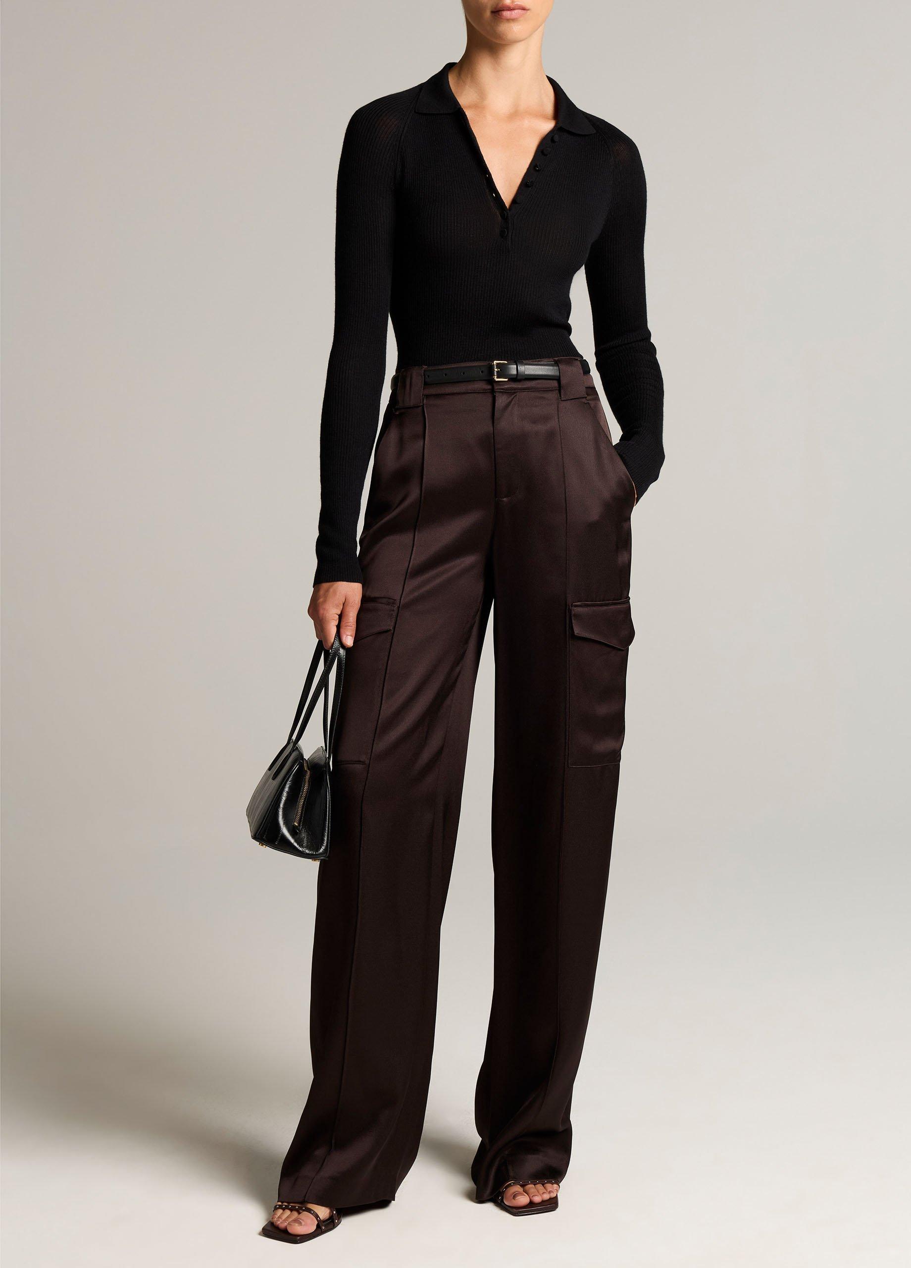 Ribbed Italian Wool-Silk Polo Sweater image number 3