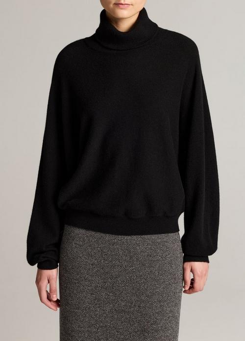 Wool-Cashmere Dolman-Sleeve Turtleneck Sweater