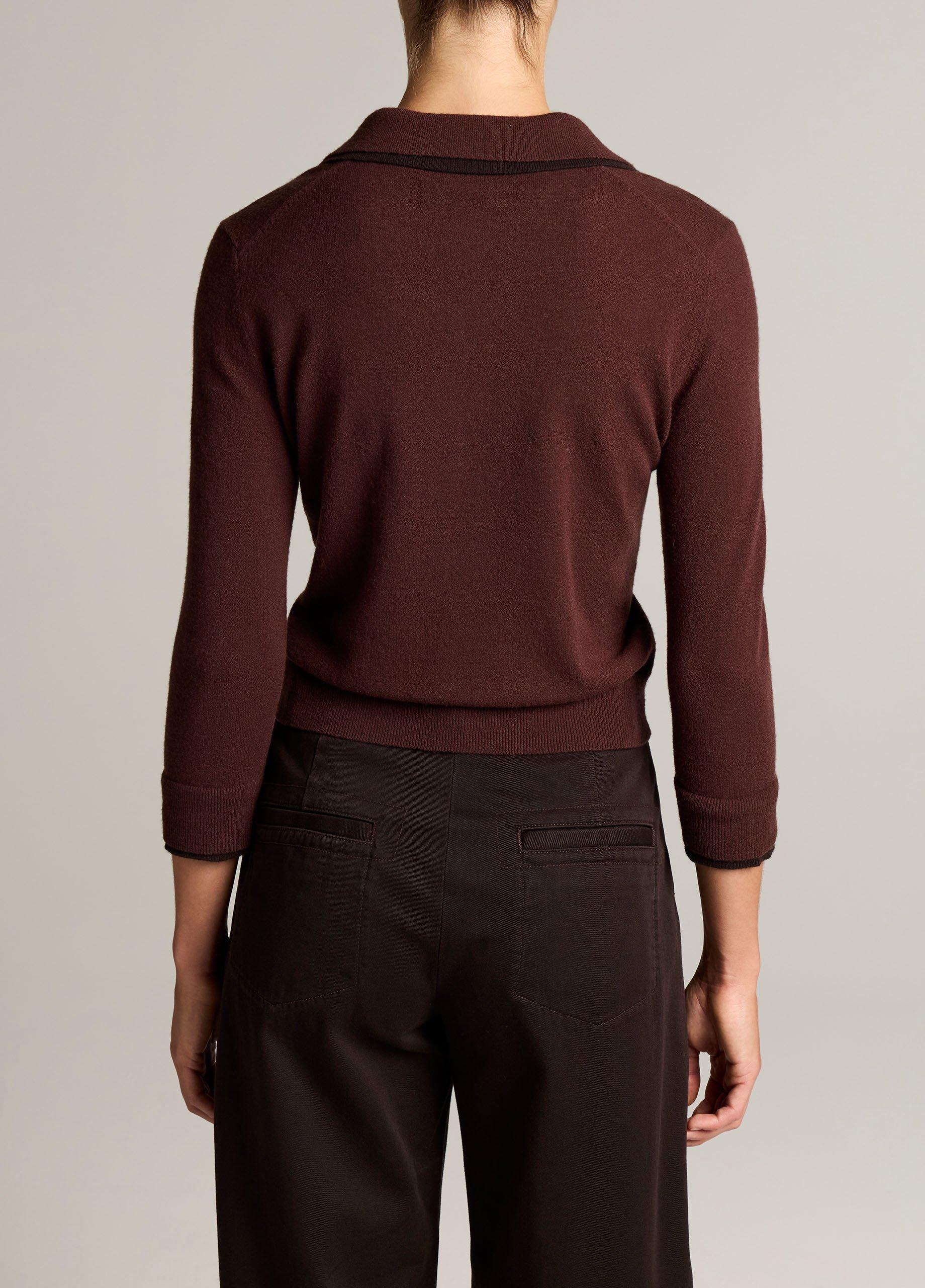 Double-Trim Merino Wool & Cashmere-Blend Polo Sweater image number 2
