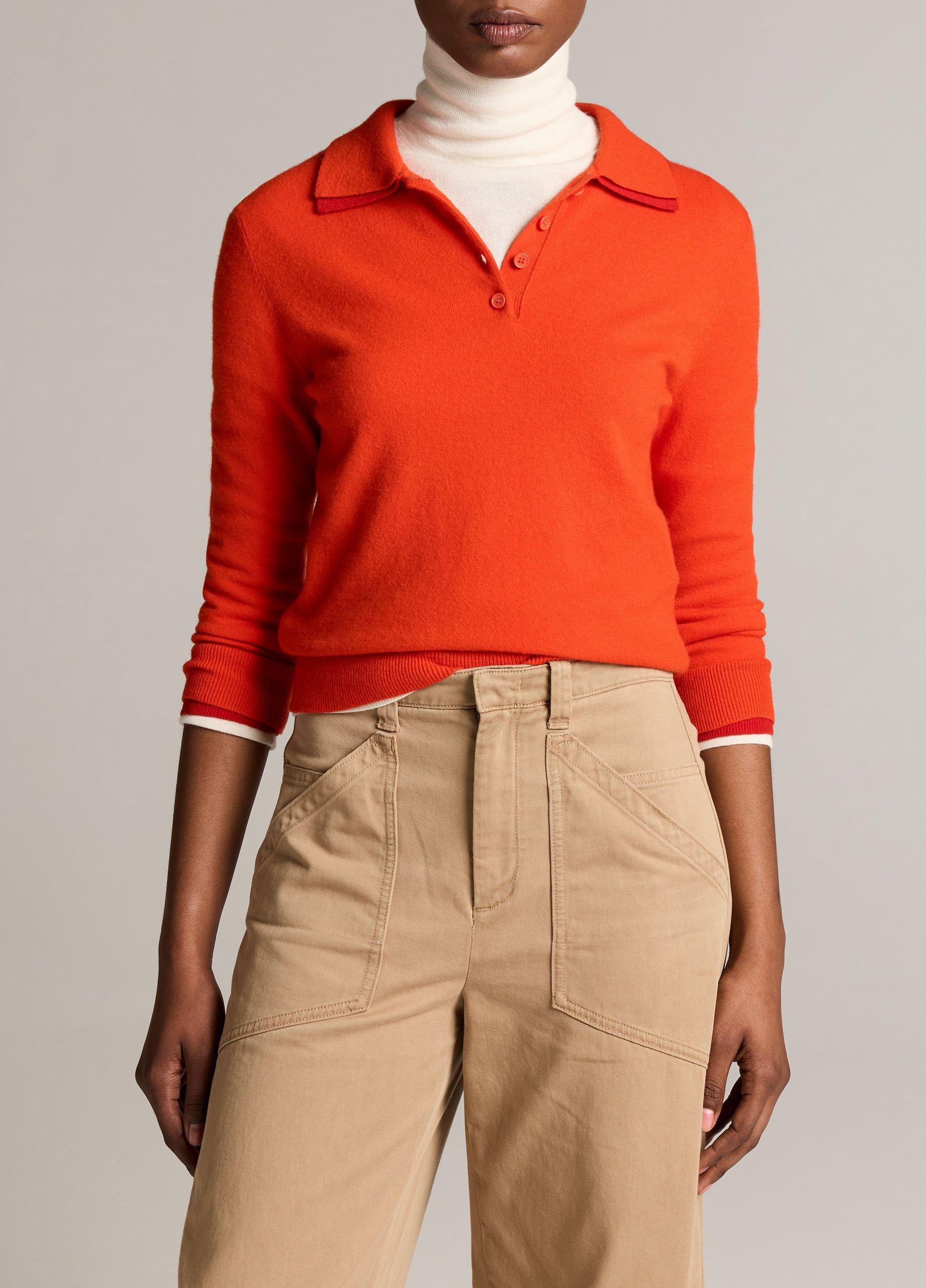 Double-Trim Merino Wool & Cashmere-Blend Polo Sweater image number 0