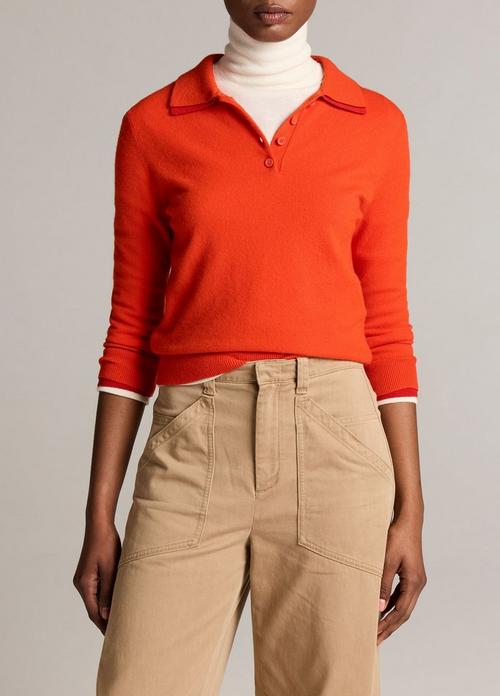 Double-Trim Merino Wool & Cashmere-Blend Polo Sweater