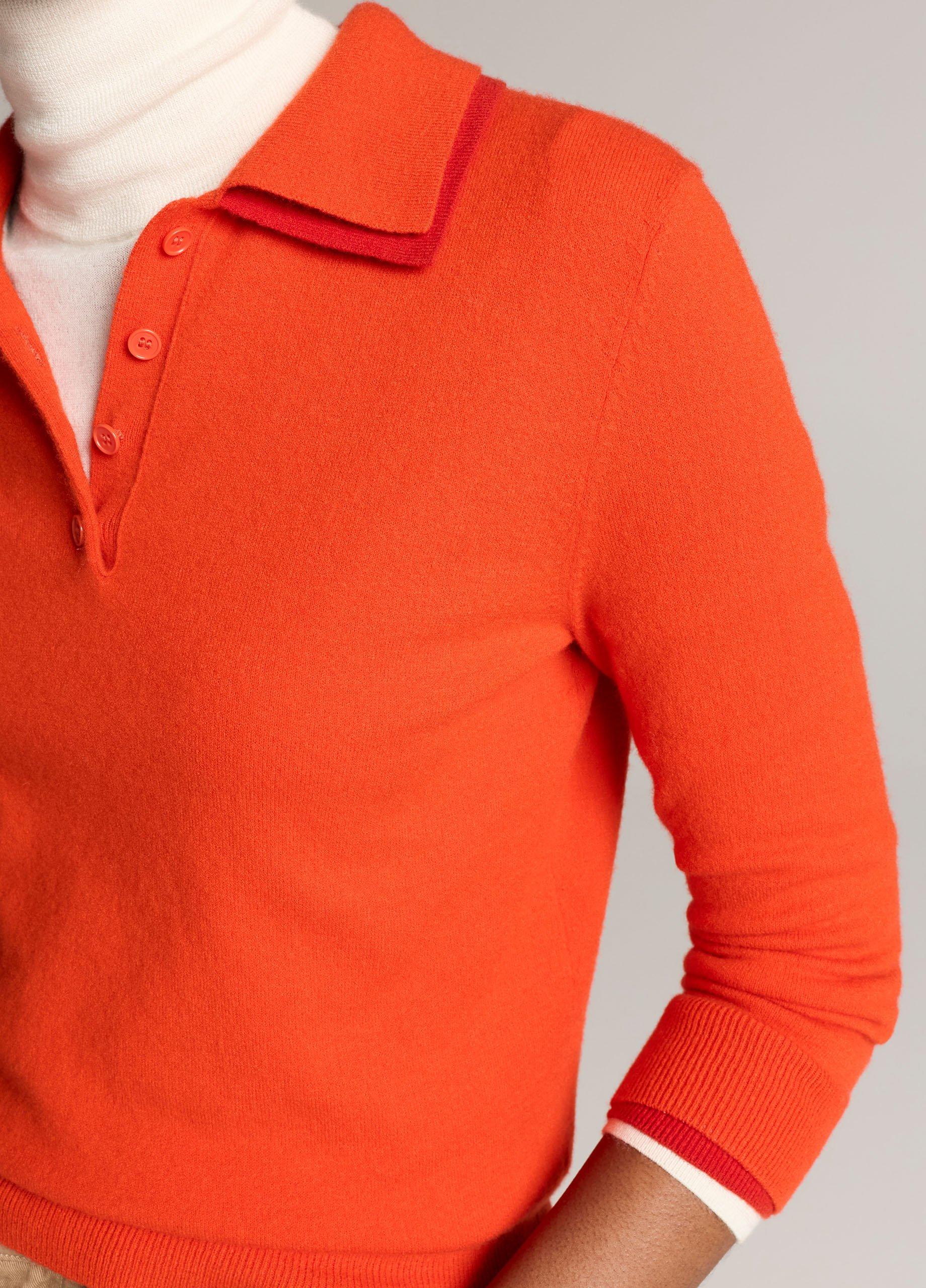 Double-Trim Merino Wool & Cashmere-Blend Polo Sweater image number 1