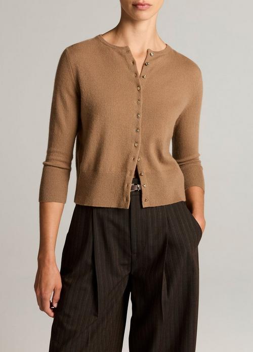 Metal-Button Wool & Cashmere-Blend Cardigan